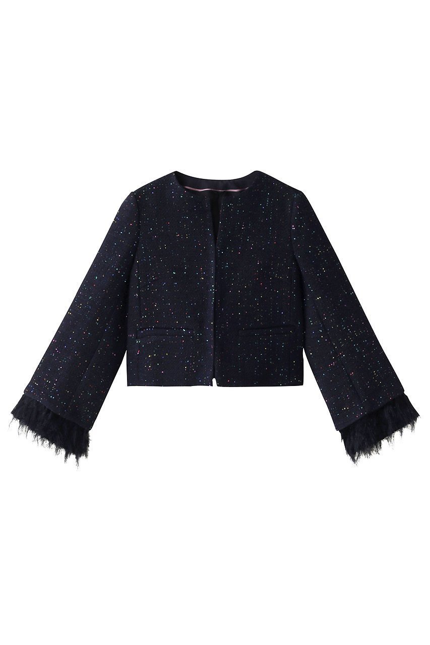 【アナイ/ANAYI】のコズミックツイードクルージャケット インテリア・キッズ・メンズ・レディースファッション・服の通販 founy(ファニー) 　ファッション　Fashion　レディースファッション　Ladies' Fashion Online　アウター　Coat Outerwear　ジャケット　Jackets　アクセサリー　Accessories　イタリア　Italy　カフス　Cuffs　コレクション　Collection　シンプル　Simple　ジャカード　Jacquard　ジャケット　Jacket　スパンコール　Sequins　セットアップ　Set Up　ツィード　Tweed　ツイード　Tweed　フェミニン　Feminine　フリンジ　Fringe　再入荷　Restock/Back In Stock/Re Arrival　ネイビー|ID: prp329100004593264 ipo3291000000032613855