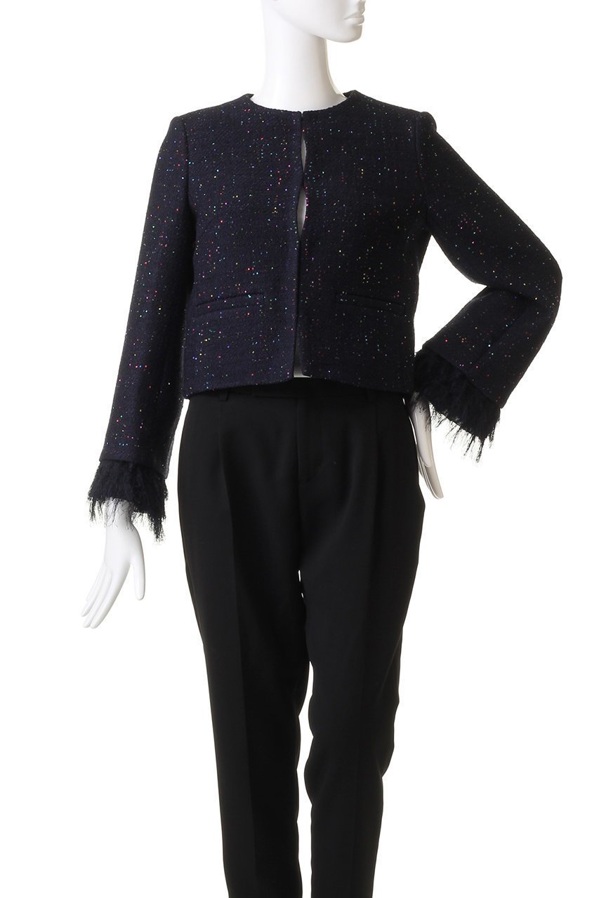 【アナイ/ANAYI】のコズミックツイードクルージャケット 人気、トレンドファッション・服の通販 founy(ファニー) 　ファッション　Fashion　レディースファッション　Ladies' Fashion Online　アウター　Coat Outerwear　ジャケット　Jackets　アクセサリー　Accessories　イタリア　Italy　カフス　Cuffs　コレクション　Collection　シンプル　Simple　ジャカード　Jacquard　ジャケット　Jacket　スパンコール　Sequins　セットアップ　Set Up　ツィード　Tweed　ツイード　Tweed　フェミニン　Feminine　フリンジ　Fringe　再入荷　Restock/Back In Stock/Re Arrival　other-2|ID: prp329100004593264 ipo3291000000032613856