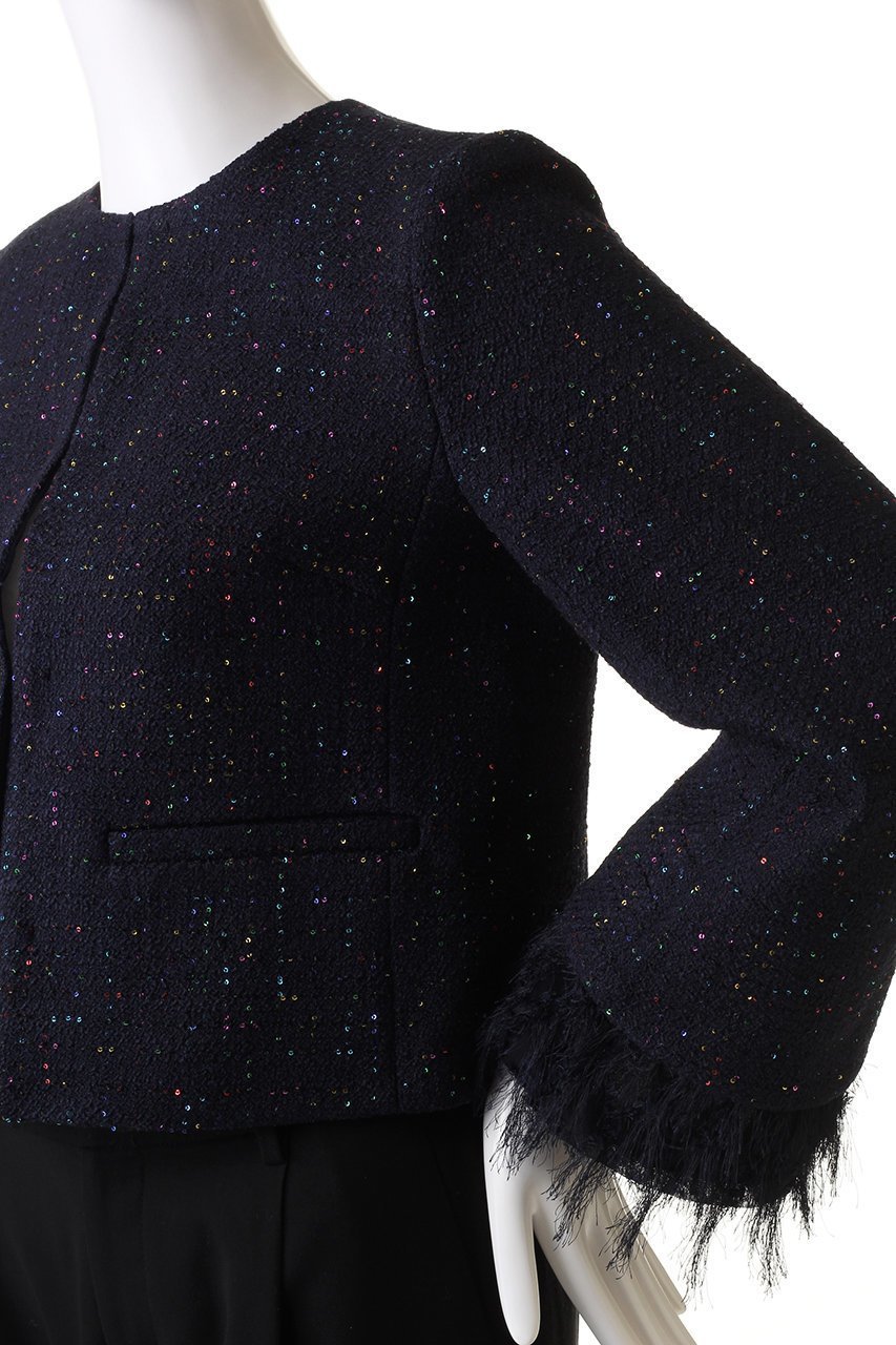 【アナイ/ANAYI】のコズミックツイードクルージャケット 人気、トレンドファッション・服の通販 founy(ファニー) 　ファッション　Fashion　レディースファッション　Ladies' Fashion Online　アウター　Coat Outerwear　ジャケット　Jackets　アクセサリー　Accessories　イタリア　Italy　カフス　Cuffs　コレクション　Collection　シンプル　Simple　ジャカード　Jacquard　ジャケット　Jacket　スパンコール　Sequins　セットアップ　Set Up　ツィード　Tweed　ツイード　Tweed　フェミニン　Feminine　フリンジ　Fringe　再入荷　Restock/Back In Stock/Re Arrival　other-5|ID: prp329100004593264 ipo3291000000032613859