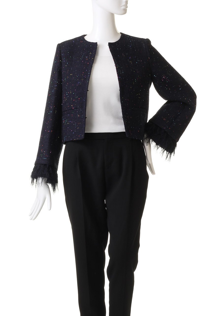 【アナイ/ANAYI】のコズミックツイードクルージャケット 人気、トレンドファッション・服の通販 founy(ファニー) 　ファッション　Fashion　レディースファッション　Ladies' Fashion Online　アウター　Coat Outerwear　ジャケット　Jackets　アクセサリー　Accessories　イタリア　Italy　カフス　Cuffs　コレクション　Collection　シンプル　Simple　ジャカード　Jacquard　ジャケット　Jacket　スパンコール　Sequins　セットアップ　Set Up　ツィード　Tweed　ツイード　Tweed　フェミニン　Feminine　フリンジ　Fringe　再入荷　Restock/Back In Stock/Re Arrival　other-8|ID: prp329100004593264 ipo3291000000032613862