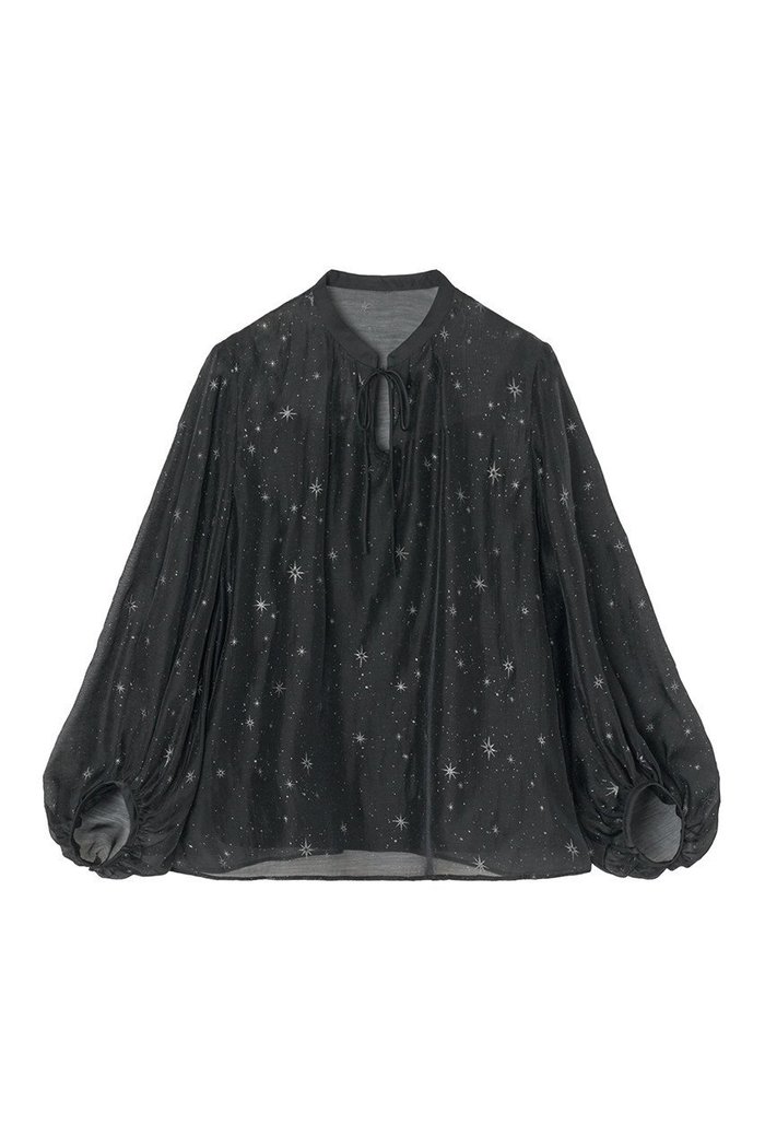 【アナイ/ANAYI】のスターグリッタープリントパフ袖ブラウス インテリア・キッズ・メンズ・レディースファッション・服の通販 founy(ファニー) https://founy.com/ ファッション Fashion レディースファッション Ladies' Fashion Online トップス・カットソー Tops/Tshirt シャツ/ブラウス Shirts/Blouses アクセサリー Accessories オーガンジー Organdy キャミソール Camisole コレクション Collection サテン Satin シアー Sheer スパンコール Sequins スリーブ Sleeve パイピング Piping フェミニン Feminine プリント Print リボン Ribbon ロング Long 再入荷 Restock/Back In Stock/Re Arrival |ID: prp329100004593268 ipo3291000000032613897