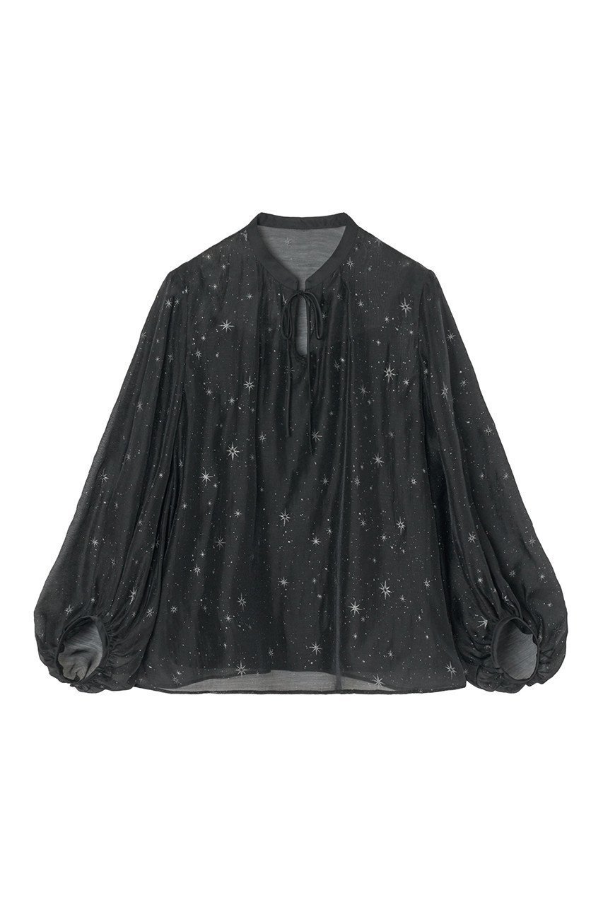 【アナイ/ANAYI】のスターグリッタープリントパフ袖ブラウス 人気、トレンドファッション・服の通販 founy(ファニー) 　ファッション　Fashion　レディースファッション　Ladies' Fashion Online　トップス・カットソー　Tops/Tshirt　シャツ/ブラウス　Shirts/Blouses　アクセサリー　Accessories　オーガンジー　Organdy　キャミソール　Camisole　コレクション　Collection　サテン　Satin　シアー　Sheer　スパンコール　Sequins　スリーブ　Sleeve　パイピング　Piping　フェミニン　Feminine　プリント　Print　リボン　Ribbon　ロング　Long　再入荷　Restock/Back In Stock/Re Arrival　 other-1|ID: prp329100004593268 ipo3291000000032613897