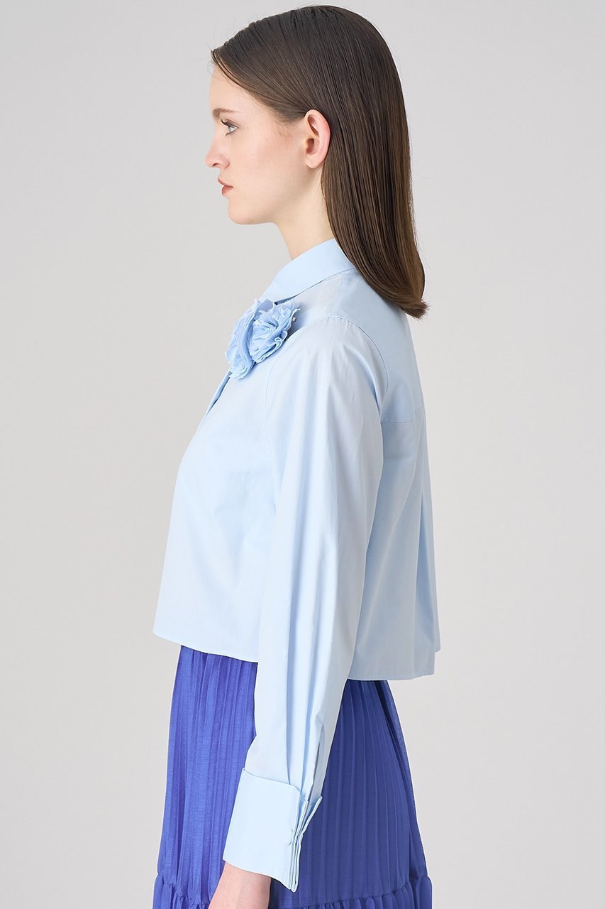 【アナイ/ANAYI】のブロードコサージュ付きブラウス 人気、トレンドファッション・服の通販 founy(ファニー) 　ファッション　Fashion　レディースファッション　Ladies' Fashion Online　トップス・カットソー　Tops/Tshirt　シャツ/ブラウス　Shirts/Blouses　カフス　Cuffs　クロップド　Cropped　スリーブ　Sleeve　トレンド　Trend　バランス　Balance　フレア　Flare　ブロード　Broad　ロング　Long　再入荷　Restock/Back In Stock/Re Arrival　other-7|ID: prp329100004593271 ipo3291000000032613930
