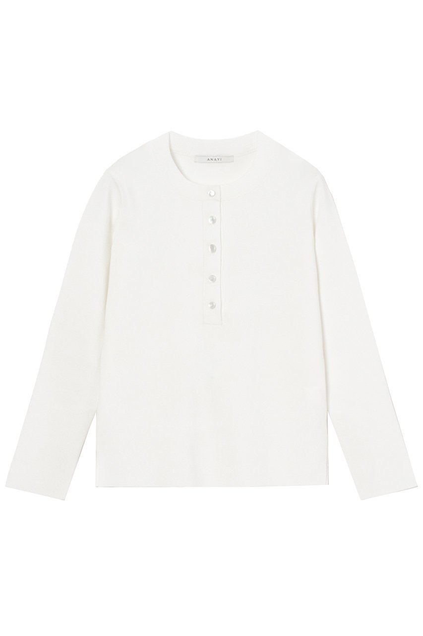 【アナイ/ANAYI】のコットンポリエステルヘンリープルオーバー 人気、トレンドファッション・服の通販 founy(ファニー) 　ファッション　Fashion　レディースファッション　Ladies' Fashion Online　トップス・カットソー　Tops/Tshirt　ニット　Knit Tops　プルオーバー　Pullover　インナー　Inner　エレガント 上品　Elegant　シンプル　Simple　ジャケット　Jacket　トレンド　Trend　ボトム　Bottom　再入荷　Restock/Back In Stock/Re Arrival　 other-1|ID: prp329100004593274 ipo3291000000032613942