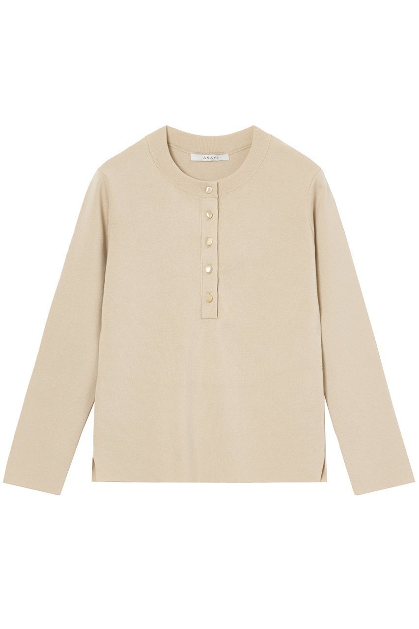 【アナイ/ANAYI】のコットンポリエステルヘンリープルオーバー インテリア・キッズ・メンズ・レディースファッション・服の通販 founy(ファニー) 　ファッション　Fashion　レディースファッション　Ladies' Fashion Online　トップス・カットソー　Tops/Tshirt　ニット　Knit Tops　プルオーバー　Pullover　インナー　Inner　エレガント 上品　Elegant　シンプル　Simple　ジャケット　Jacket　トレンド　Trend　ボトム　Bottom　再入荷　Restock/Back In Stock/Re Arrival　ベージュ|ID: prp329100004593274 ipo3291000000032613944