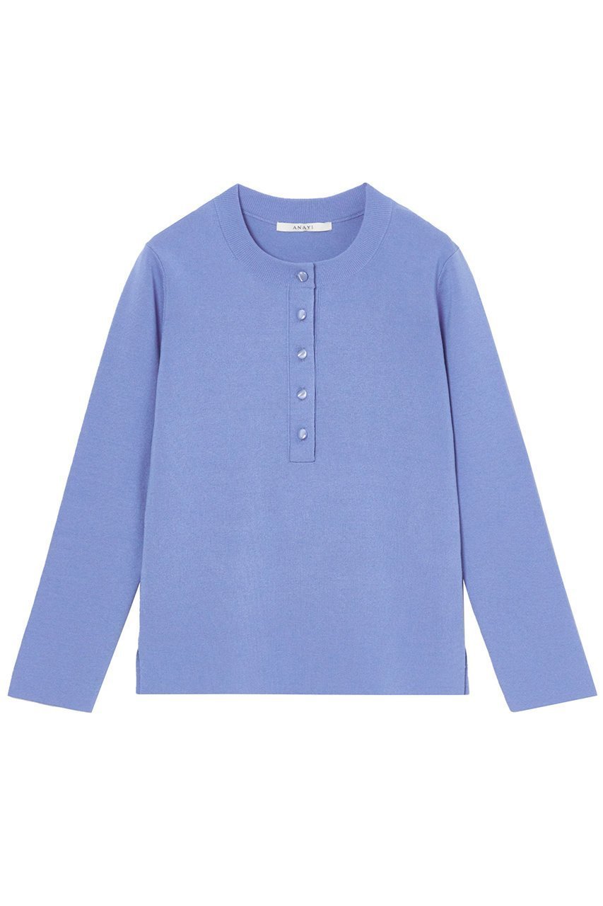 【アナイ/ANAYI】のコットンポリエステルヘンリープルオーバー インテリア・キッズ・メンズ・レディースファッション・服の通販 founy(ファニー) 　ファッション　Fashion　レディースファッション　Ladies' Fashion Online　トップス・カットソー　Tops/Tshirt　ニット　Knit Tops　プルオーバー　Pullover　インナー　Inner　エレガント 上品　Elegant　シンプル　Simple　ジャケット　Jacket　トレンド　Trend　ボトム　Bottom　再入荷　Restock/Back In Stock/Re Arrival　ブルー|ID: prp329100004593274 ipo3291000000032613945
