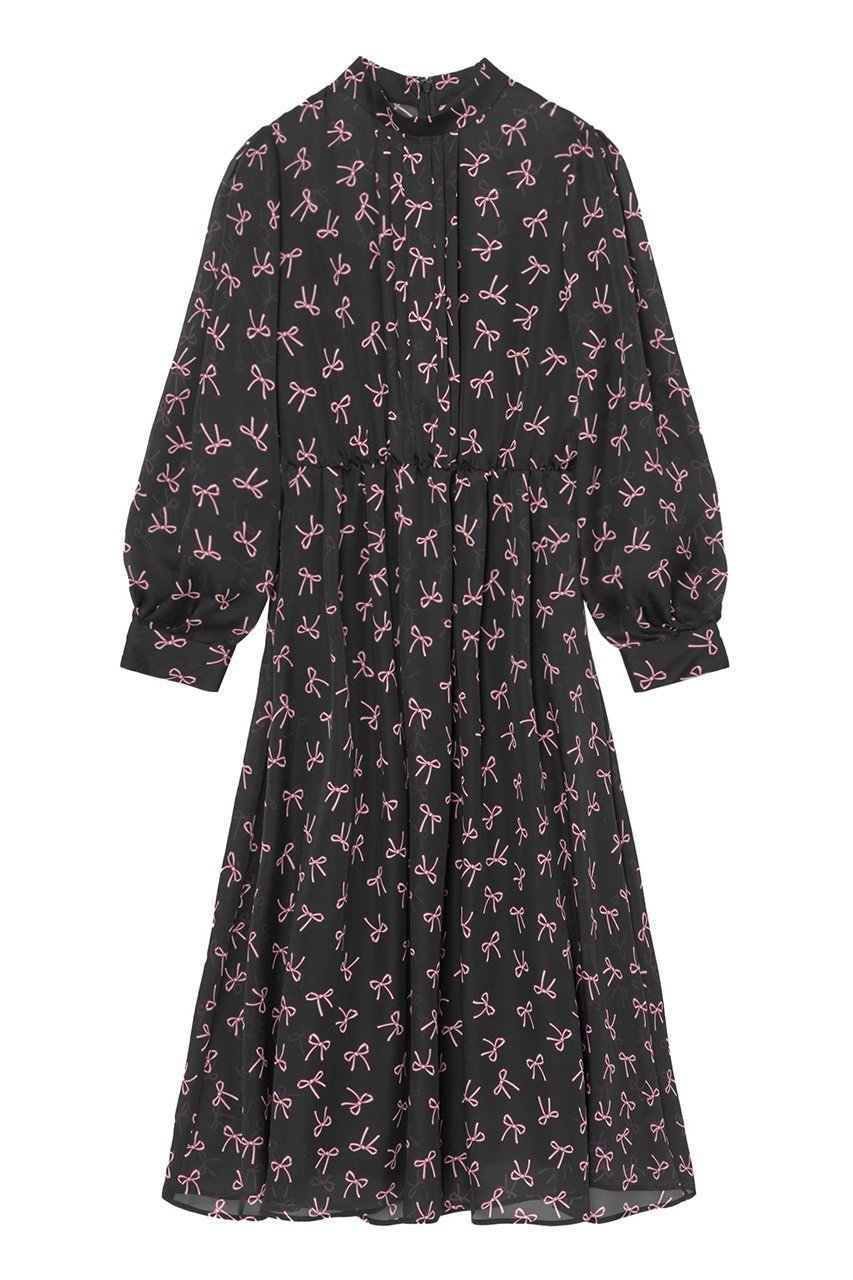 【アナイ/ANAYI】のリボンプリントワンピース インテリア・キッズ・メンズ・レディースファッション・服の通販 founy(ファニー) 　ファッション　Fashion　レディースファッション　Ladies' Fashion Online　ワンピース　Dress　チュニック　Tunic　イタリア　Italy　エレガント 上品　Elegant　キャミソール　Camisole　サテン　Satin　シンプル　Simple　ジャケット　Jacket　チュニック　Tunic　フェミニン　Feminine　プリント　Print　ペチコート　Petticoat　モチーフ　Motif　リボン　Ribbon　再入荷　Restock/Back In Stock/Re Arrival　別注　Special Order　ブラック|ID: prp329100004593276 ipo3291000000032613959