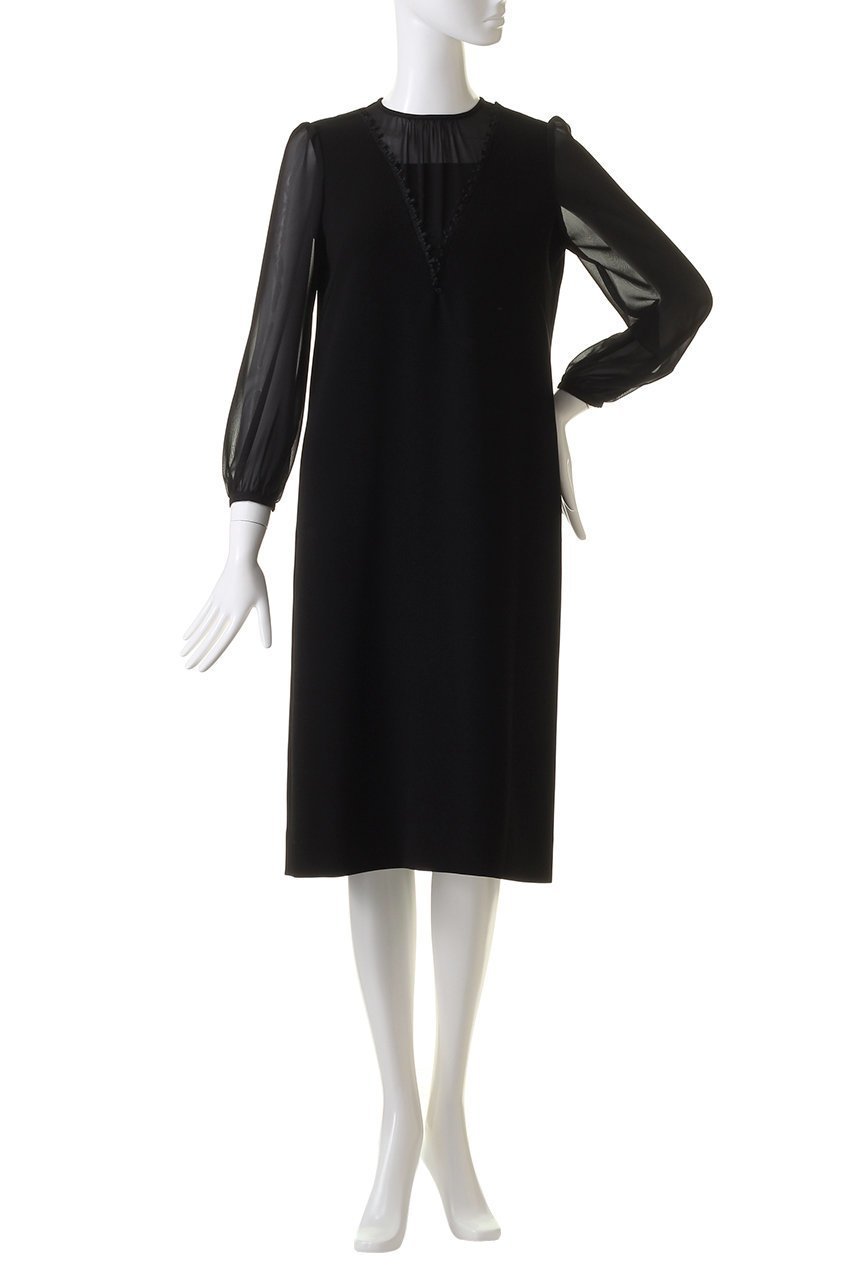 【アナイ/ANAYI】のストレッチクロスレイヤードドレスワンピース 人気、トレンドファッション・服の通販 founy(ファニー) 　ファッション　Fashion　レディースファッション　Ladies' Fashion Online　ワンピース　Dress　ドレス　Party Dresses　チュニック　Tunic　エレガント 上品　Elegant　シアー　Sheer　チュニック　Tunic　ドッキング　Docking　フォーマル　Formal　フリル　Frills　ロング　Long　再入荷　Restock/Back In Stock/Re Arrival　other-2|ID: prp329100004593298 ipo3291000000032614097