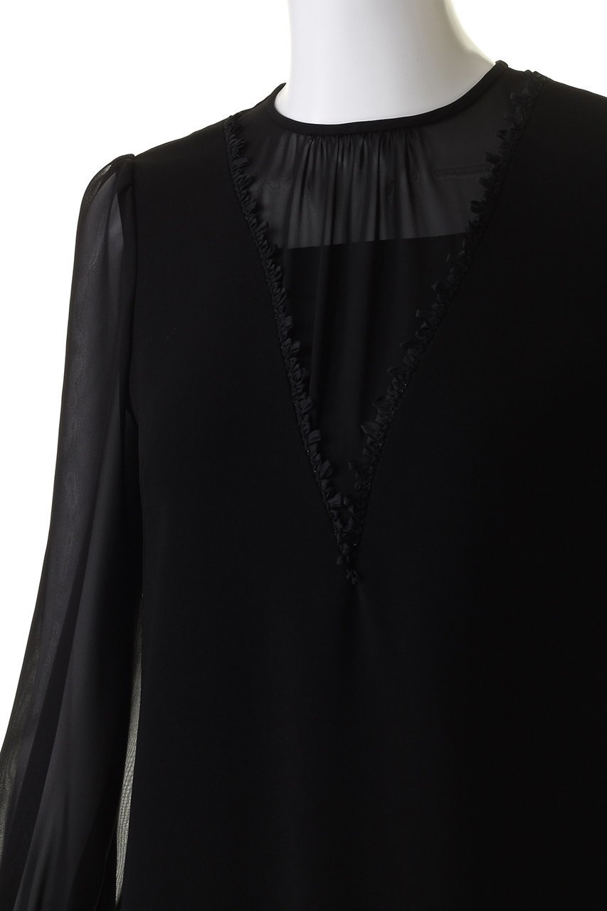 【アナイ/ANAYI】のストレッチクロスレイヤードドレスワンピース 人気、トレンドファッション・服の通販 founy(ファニー) 　ファッション　Fashion　レディースファッション　Ladies' Fashion Online　ワンピース　Dress　ドレス　Party Dresses　チュニック　Tunic　エレガント 上品　Elegant　シアー　Sheer　チュニック　Tunic　ドッキング　Docking　フォーマル　Formal　フリル　Frills　ロング　Long　再入荷　Restock/Back In Stock/Re Arrival　other-5|ID: prp329100004593298 ipo3291000000032614100