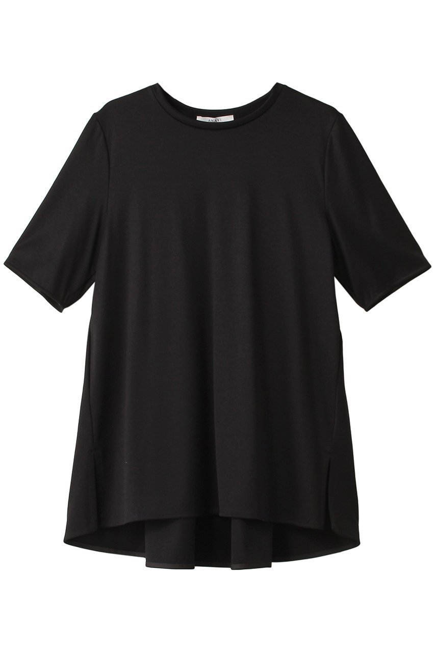 【アナイ/ANAYI】のコットンスムース後ろフレアプルオーバー インテリア・キッズ・メンズ・レディースファッション・服の通販 founy(ファニー) 　ファッション　Fashion　レディースファッション　Ladies' Fashion Online　トップス・カットソー　Tops/Tshirt　シャツ/ブラウス　Shirts/Blouses　ロング / Tシャツ　T-Shirts　プルオーバー　Pullover　カットソー　Cut and Sewn　おすすめ　Recommend　カットソー　Cut And Sew　ショート　Short　スリット　Slit　スリーブ　Sleeve　フェミニン　Feminine　フリル　Frills　フレア　Flare　エレガント 上品　Elegant　再入荷　Restock/Back In Stock/Re Arrival　ブラック|ID: prp329100004593312 ipo3291000000032614182