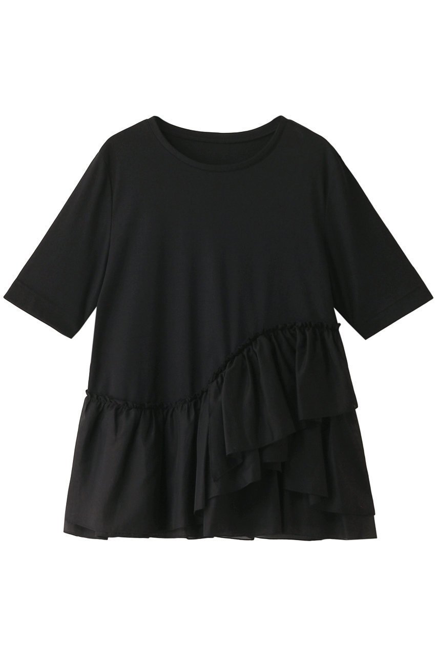 【アナイ/ANAYI】のコットンスムースフリルデザインプルオーバー インテリア・キッズ・メンズ・レディースファッション・服の通販 founy(ファニー) 　ファッション　Fashion　レディースファッション　Ladies' Fashion Online　トップス・カットソー　Tops/Tshirt　シャツ/ブラウス　Shirts/Blouses　ロング / Tシャツ　T-Shirts　プルオーバー　Pullover　カットソー　Cut and Sewn　アシンメトリー　Asymmetry　ショート　Short　スリーブ　Sleeve　フリル　Frills　ランダム　Random　再入荷　Restock/Back In Stock/Re Arrival　半袖　Short Sleeve　ブラック|ID: prp329100004593315 ipo3291000000032614204