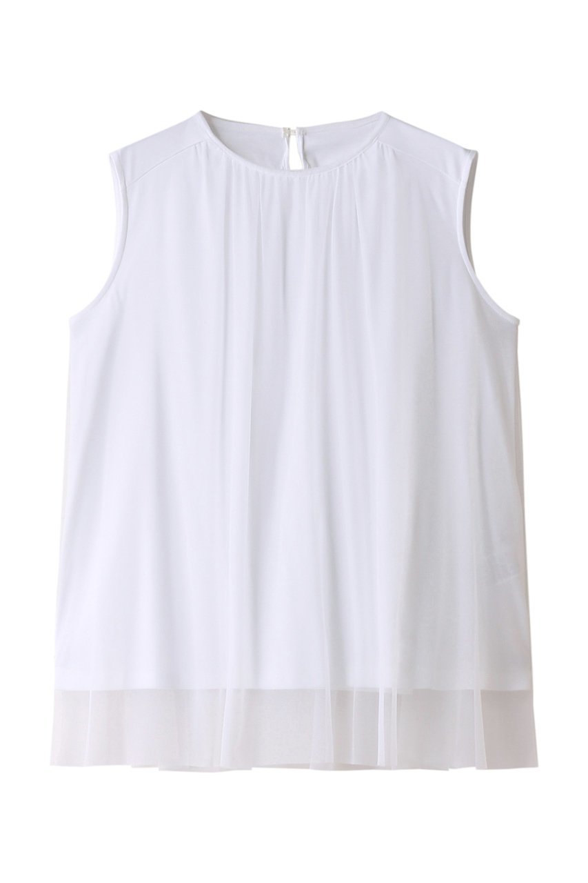 【アナイ/ANAYI】のカットソーチュールドッキングプルオーバー 人気、トレンドファッション・服の通販 founy(ファニー) 　ファッション　Fashion　レディースファッション　Ladies' Fashion Online　トップス・カットソー　Tops/Tshirt　キャミソール / ノースリーブ　No Sleeves　シャツ/ブラウス　Shirts/Blouses　ロング / Tシャツ　T-Shirts　プルオーバー　Pullover　カットソー　Cut and Sewn　キャミソール　Camisole　ギャザー　Gather　シアー　Sheer　シンプル　Simple　タンク　Tank　チュール　Tulle　ノースリーブ　No Sleeve　フレア　Flare　再入荷　Restock/Back In Stock/Re Arrival　 other-1|ID: prp329100004593316 ipo3291000000032614209