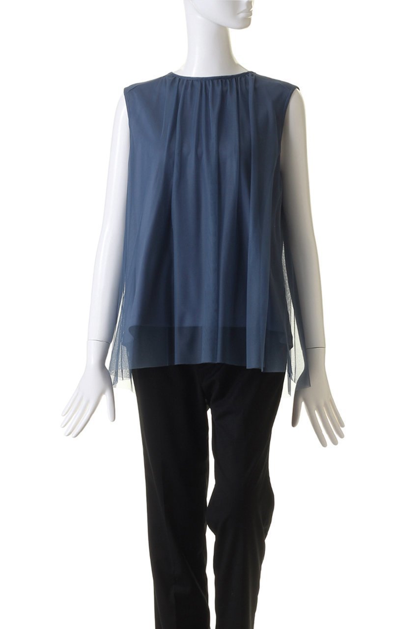 【アナイ/ANAYI】のカットソーチュールドッキングプルオーバー 人気、トレンドファッション・服の通販 founy(ファニー) 　ファッション　Fashion　レディースファッション　Fashion for Women　トップス・カットソー　Cut & Sew Tops　キャミソール&ノースリーブ　Camisoles & Sleeveless Tops　シャツ・ブラウス・オフィスカジュアル　Elegant Blouses & Button-Ups　ロングTシャツ・Tシャツ　Longline T-Shirts & Tees　カジュアルプルオーバー・ニットトップス　Pullovers & Knit Tops / Casual Pullovers　カットソー・ベーシックTシャツ　Cut-and-Sewn Tops / Stretch Tees & Basics　キャミソール　Camisole, Spaghetti Strap Top　ギャザー　Gathered, Ruffled　シアー　Sheer, See-Through　シンプル　Simple, Minimal　タンク　Tank Top, Sleeveless Top　チュール　Tulip, Tulip Motif　ノースリーブ　Sleeveless, No-Sleeve　フレア　Flare, Flared　再入荷　Restock / Back in Stock　other-2|ID: prp329100004593316 ipo3291000000035054475