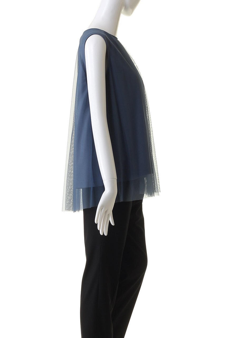 【アナイ/ANAYI】のカットソーチュールドッキングプルオーバー 人気、トレンドファッション・服の通販 founy(ファニー) 　ファッション　Fashion　レディースファッション　Fashion for Women　トップス・カットソー　Cut & Sew Tops　キャミソール&ノースリーブ　Camisoles & Sleeveless Tops　シャツ・ブラウス・オフィスカジュアル　Elegant Blouses & Button-Ups　ロングTシャツ・Tシャツ　Longline T-Shirts & Tees　カジュアルプルオーバー・ニットトップス　Pullovers & Knit Tops / Casual Pullovers　カットソー・ベーシックTシャツ　Cut-and-Sewn Tops / Stretch Tees & Basics　キャミソール　Camisole, Spaghetti Strap Top　ギャザー　Gathered, Ruffled　シアー　Sheer, See-Through　シンプル　Simple, Minimal　タンク　Tank Top, Sleeveless Top　チュール　Tulip, Tulip Motif　ノースリーブ　Sleeveless, No-Sleeve　フレア　Flare, Flared　再入荷　Restock / Back in Stock　other-3|ID: prp329100004593316 ipo3291000000035054476