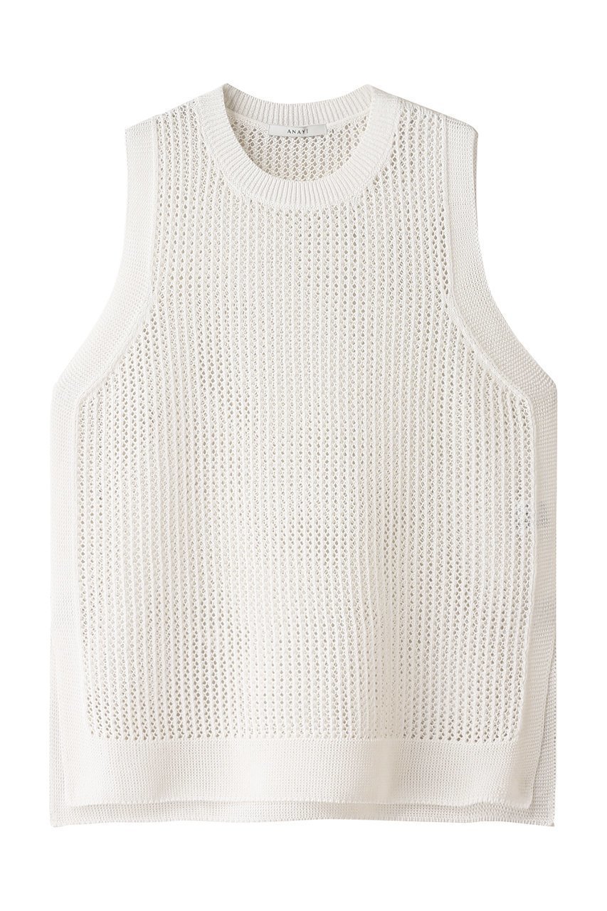 【アナイ/ANAYI】の和紙メッシュロングジレ インテリア・キッズ・メンズ・レディースファッション・服の通販 founy(ファニー) 　ファッション　Fashion　レディースファッション　Ladies' Fashion Online　トップス・カットソー　Tops/Tshirt　ニット　Knit Tops　ベスト/ジレ　Gilets/Vests　プルオーバー　Pullover　スリット　Slit　メッシュ　Mesh　再入荷　Restock/Back In Stock/Re Arrival　夏　Summer　オフホワイト|ID: prp329100004593317 ipo3291000000032614218