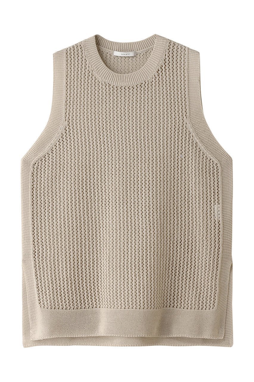 【アナイ/ANAYI】の和紙メッシュロングジレ インテリア・キッズ・メンズ・レディースファッション・服の通販 founy(ファニー) 　ファッション　Fashion　レディースファッション　Ladies' Fashion Online　トップス・カットソー　Tops/Tshirt　ニット　Knit Tops　ベスト/ジレ　Gilets/Vests　プルオーバー　Pullover　スリット　Slit　メッシュ　Mesh　再入荷　Restock/Back In Stock/Re Arrival　夏　Summer　ベージュ|ID: prp329100004593317 ipo3291000000032614219