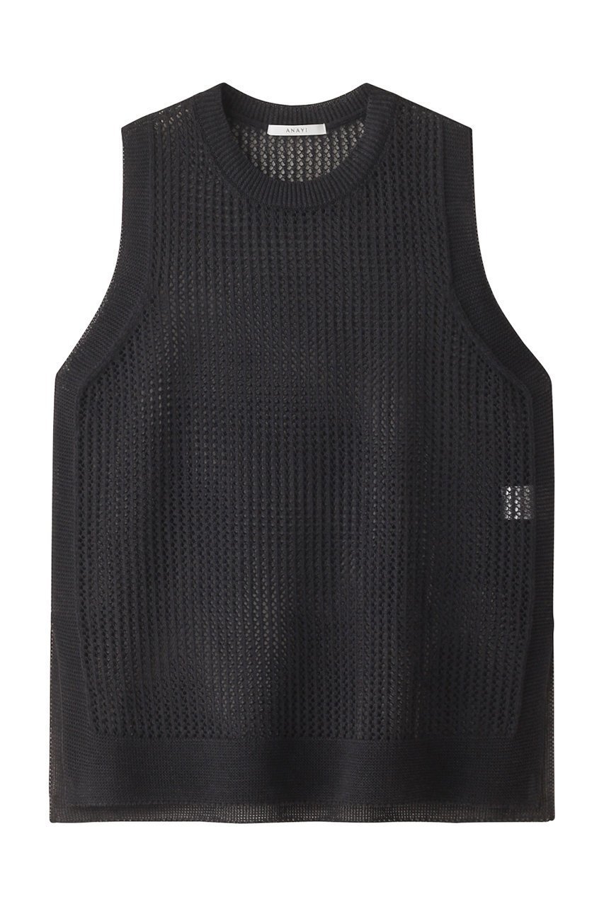 【アナイ/ANAYI】の和紙メッシュロングジレ インテリア・キッズ・メンズ・レディースファッション・服の通販 founy(ファニー) 　ファッション　Fashion　レディースファッション　Ladies' Fashion Online　トップス・カットソー　Tops/Tshirt　ニット　Knit Tops　ベスト/ジレ　Gilets/Vests　プルオーバー　Pullover　スリット　Slit　メッシュ　Mesh　再入荷　Restock/Back In Stock/Re Arrival　夏　Summer　ブラック|ID: prp329100004593317 ipo3291000000032614220