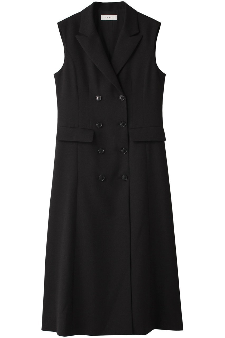 【アナイ/ANAYI】のリネンライクジレワンピース インテリア・キッズ・メンズ・レディースファッション・服の通販 founy(ファニー) 　ファッション　Fashion　レディースファッション　Ladies' Fashion Online　アウター　Coat Outerwear　ワンピース　Dress　チュニック　Tunic　チュニック　Tunic　テーラード　Tailored　フィット　Fit　マニッシュ　Mannish　ロング　Long　エレガント 上品　Elegant　再入荷　Restock/Back In Stock/Re Arrival　ブラック|ID: prp329100004593319 ipo3291000000032614235