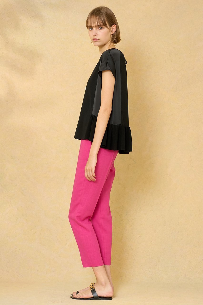 【アナイ/ANAYI】の布帛コンビフリルヘムプルオーバー 人気、トレンドファッション・服の通販 founy(ファニー) 　ファッション　Fashion　レディースファッション　Ladies' Fashion Online　トップス・カットソー　Tops/Tshirt　シャツ/ブラウス　Shirts/Blouses　プルオーバー　Pullover　イエロー　Yellow　サマー　Summer　ショート　Short　スリーブ　Sleeve　セットアップ　Set Up　タイトスカート　Tight Skirt　ドッキング　Docking　フリル　Frills　ブルゾン　Blouson　プリント　Print　リボン　Ribbon　再入荷　Restock/Back In Stock/Re Arrival　おすすめ　Recommend　夏　Summer　other-7|ID: prp329100004593322 ipo3291000000032614261