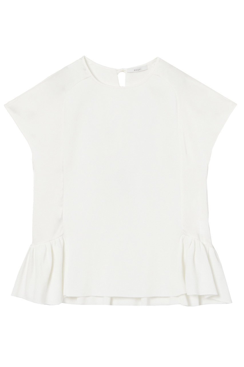 【アナイ/ANAYI】の布帛コンビフリルヘムプルオーバー インテリア・キッズ・メンズ・レディースファッション・服の通販 founy(ファニー) 　ファッション　Fashion　レディースファッション　Fashion for Women　トップス・カットソー　Cut & Sew Tops　シャツ・ブラウス・オフィスカジュアル　Elegant Blouses & Button-Ups　カジュアルプルオーバー・ニットトップス　Pullovers & Knit Tops / Casual Pullovers　イエロー　Yellow　サマー　Summer, Summer Style　ショート　Short, Short Length　スリーブ　Sleeve, Long Sleeve / Short Sleeve　セットアップ　Set-Up, Coordinated Outfit　タイトスカート　Pencil Skirt, Tight Skirt　ドッキング　Docking, Mixed Material　フリル　Frill, Ruffle　ブルゾン　Blouson, Bomber Jacket　プリント　Print, Printed Pattern　リボン　Ribbon, Bow　再入荷　Restock / Back in Stock　おすすめ　Recommended / Our Picks　夏　Summer　ホワイト|ID: prp329100004593322 ipo3291000000035051723