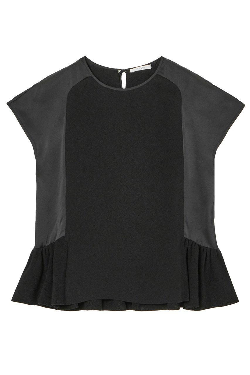 【アナイ/ANAYI】の布帛コンビフリルヘムプルオーバー インテリア・キッズ・メンズ・レディースファッション・服の通販 founy(ファニー) 　ファッション　Fashion　レディースファッション　Fashion for Women　トップス・カットソー　Cut & Sew Tops　シャツ・ブラウス・オフィスカジュアル　Elegant Blouses & Button-Ups　カジュアルプルオーバー・ニットトップス　Pullovers & Knit Tops / Casual Pullovers　イエロー　Yellow　サマー　Summer, Summer Style　ショート　Short, Short Length　スリーブ　Sleeve, Long Sleeve / Short Sleeve　セットアップ　Set-Up, Coordinated Outfit　タイトスカート　Pencil Skirt, Tight Skirt　ドッキング　Docking, Mixed Material　フリル　Frill, Ruffle　ブルゾン　Blouson, Bomber Jacket　プリント　Print, Printed Pattern　リボン　Ribbon, Bow　再入荷　Restock / Back in Stock　おすすめ　Recommended / Our Picks　夏　Summer　ブラック|ID: prp329100004593322 ipo3291000000035051728