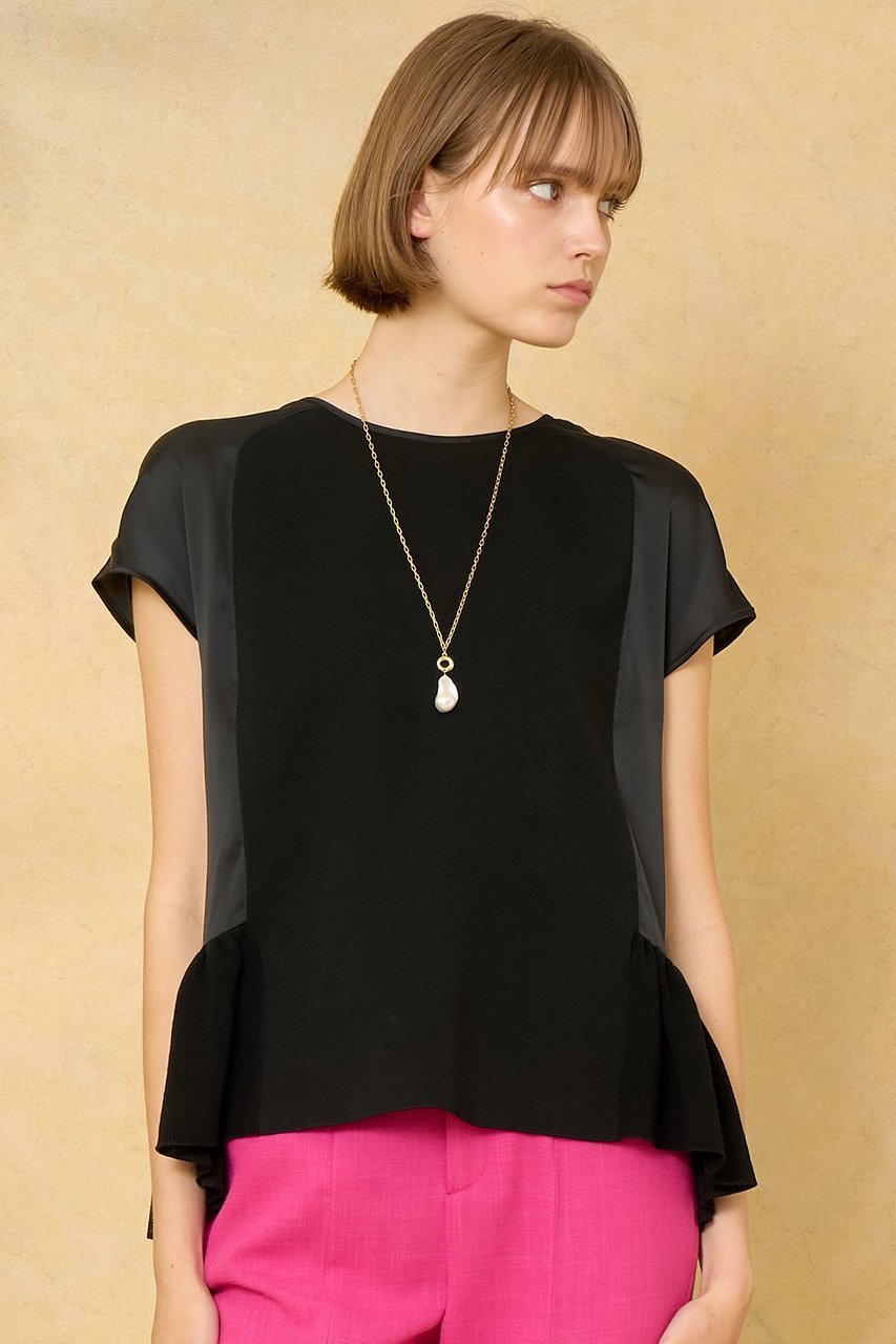 【アナイ/ANAYI】の布帛コンビフリルヘムプルオーバー 人気、トレンドファッション・服の通販 founy(ファニー) 　ファッション　Fashion　レディースファッション　Fashion for Women　トップス・カットソー　Cut & Sew Tops　シャツ・ブラウス・オフィスカジュアル　Elegant Blouses & Button-Ups　カジュアルプルオーバー・ニットトップス　Pullovers & Knit Tops / Casual Pullovers　イエロー　Yellow　サマー　Summer, Summer Style　ショート　Short, Short Length　スリーブ　Sleeve, Long Sleeve / Short Sleeve　セットアップ　Set-Up, Coordinated Outfit　タイトスカート　Pencil Skirt, Tight Skirt　ドッキング　Docking, Mixed Material　フリル　Frill, Ruffle　ブルゾン　Blouson, Bomber Jacket　プリント　Print, Printed Pattern　リボン　Ribbon, Bow　再入荷　Restock / Back in Stock　おすすめ　Recommended / Our Picks　夏　Summer　other-8|ID: prp329100004593322 ipo3291000000035051750