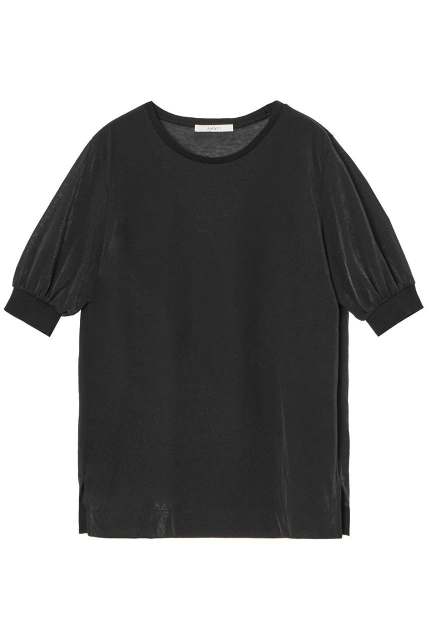 【アナイ/ANAYI】のプレーティング天竺半袖プルオーバー インテリア・キッズ・メンズ・レディースファッション・服の通販 founy(ファニー) 　ファッション　Fashion　レディースファッション　Fashion for Women　トップス・カットソー　Cut & Sew Tops　シャツ・ブラウス・オフィスカジュアル　Elegant Blouses & Button-Ups　ロングTシャツ・Tシャツ　Longline T-Shirts & Tees　カジュアルプルオーバー・ニットトップス　Pullovers & Knit Tops / Casual Pullovers　カットソー・ベーシックTシャツ　Cut-and-Sewn Tops / Stretch Tees & Basics　イエロー　Yellow　サマー　Summer, Summer Style　シアー　Sheer, See-Through　ショート　Short, Short Length　スリーブ　Sleeve, Long Sleeve / Short Sleeve　セットアップ　Set-Up, Coordinated Outfit　ビスチェ　Bustier, Corset Top　ブルゾン　Blouson, Bomber Jacket　プリント　Print, Printed Pattern　半袖　Short Sleeve, Half Sleeve　再入荷　Restock / Back in Stock　おすすめ　Recommended / Our Picks　夏　Summer　ブラック|ID: prp329100004593323 ipo3291000000035052998