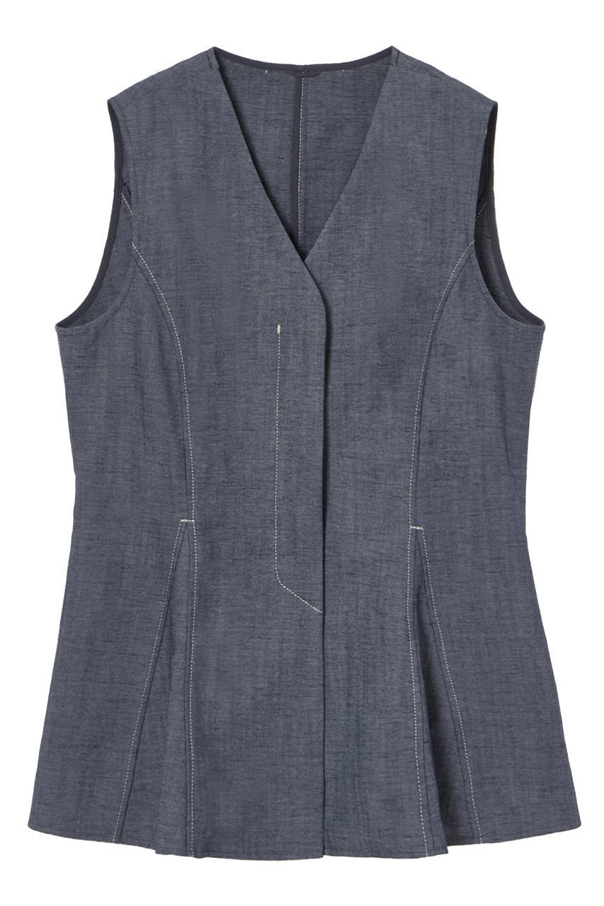 【アナイ/ANAYI】のシャンブレーペプラムジレ インテリア・キッズ・メンズ・レディースファッション・服の通販 founy(ファニー) 　ファッション　Fashion　レディースファッション　Ladies' Fashion Online　アウター　Coat Outerwear　ジャケット　Jackets　イエロー　Yellow　オックス　Ox　サマー　Summer　シャンブレー　Chambray　シンプル　Simple　ジャケット　Jacket　セットアップ　Set Up　バランス　Balance　ブルゾン　Blouson　プリント　Print　プリーツ　Pleats　ベスト　Vest　ボトム　Bottom　ポケット　Pocket　マキシ　Maxi　再入荷　Restock/Back In Stock/Re Arrival　おすすめ　Recommend　夏　Summer　ネイビー|ID: prp329100004593325 ipo3291000000032614280