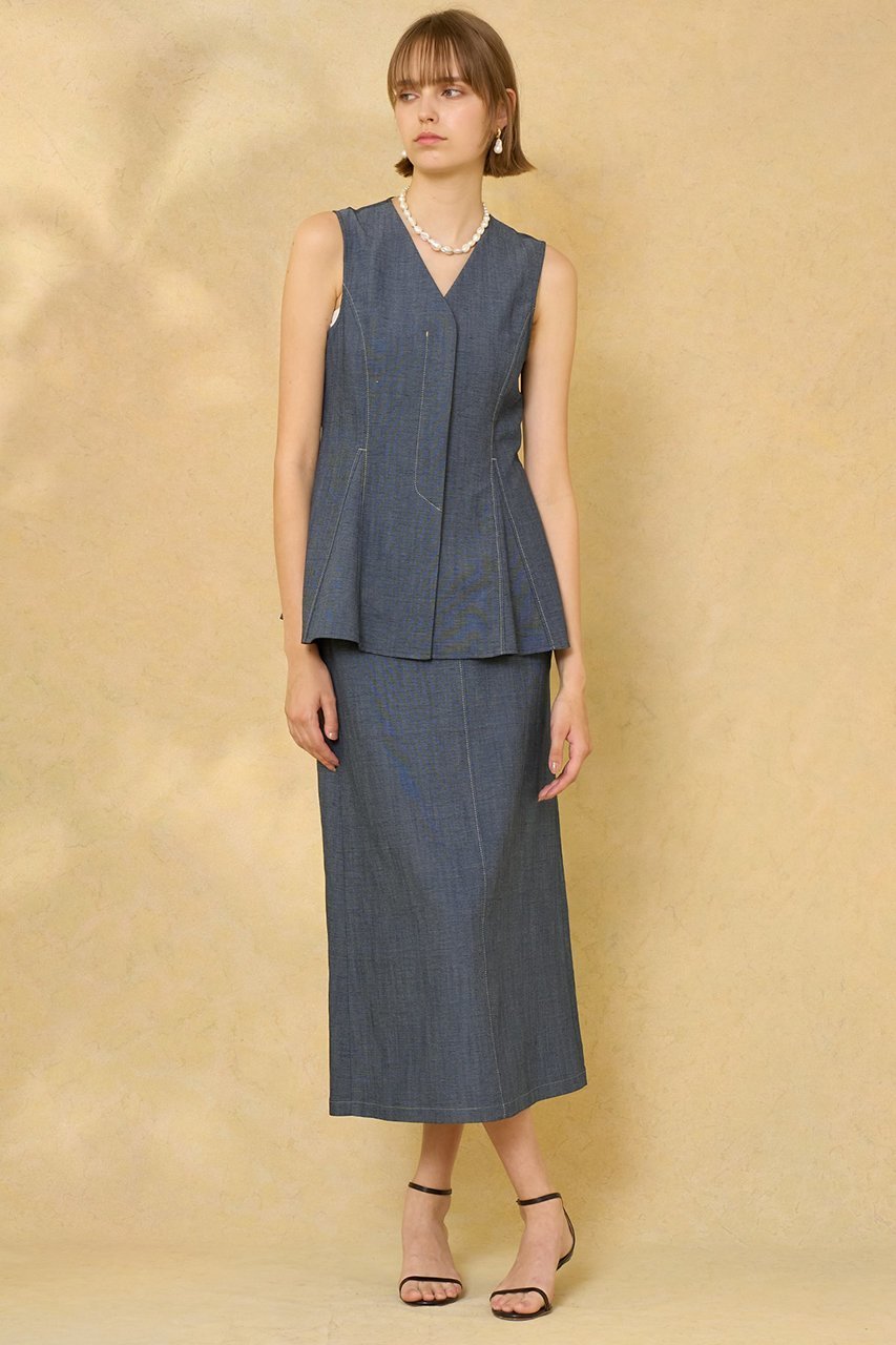 【アナイ/ANAYI】のシャンブレーペプラムジレ 人気、トレンドファッション・服の通販 founy(ファニー) 　ファッション　Fashion　レディースファッション　Ladies' Fashion Online　アウター　Coat Outerwear　ジャケット　Jackets　イエロー　Yellow　オックス　Ox　サマー　Summer　シャンブレー　Chambray　シンプル　Simple　ジャケット　Jacket　セットアップ　Set Up　バランス　Balance　ブルゾン　Blouson　プリント　Print　プリーツ　Pleats　ベスト　Vest　ボトム　Bottom　ポケット　Pocket　マキシ　Maxi　再入荷　Restock/Back In Stock/Re Arrival　おすすめ　Recommend　夏　Summer　other-6|ID: prp329100004593325 ipo3291000000032614285