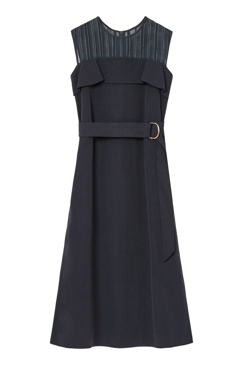 【アナイ/ANAYI】のシアーストライプ切り替えフレアワンピース インテリア・キッズ・メンズ・レディースファッション・服の通販 founy(ファニー) 　ファッション　Fashion　レディースファッション　Fashion for Women　ワンピース　Dresses　チュニック　Tunic Tops & Dresses　イエロー　Yellow　サマー　Summer, Summer Style　シャドー　Shadow, Subtle Pattern　ストライプ　Stripe, Striped Pattern　ストレッチ　Stretch, Stretchy Fabric　セットアップ　Set-Up, Coordinated Outfit　チュニック　Tunic, Long Top　ドッキング　Docking, Mixed Material　ノースリーブ　Sleeveless, No-Sleeve　ビスチェ　Bustier, Corset Top　フレア　Flare, Flared　ブルゾン　Blouson, Bomber Jacket　プリント　Print, Printed Pattern　ランダム　Random, Irregular　リネン　Linen, Linen Fabric　再入荷　Restock / Back in Stock　夏　Summer　ネイビー|ID: prp329100004593327 ipo3291000000035053040