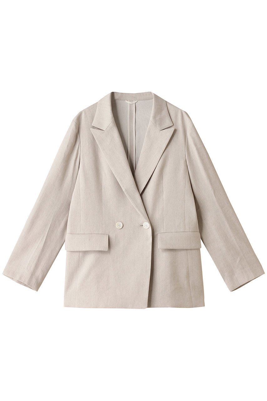 【アナイ/ANAYI】のリネンストレッチダブルジャケット インテリア・キッズ・メンズ・レディースファッション・服の通販 founy(ファニー) 　ファッション　Fashion　レディースファッション　Ladies' Fashion Online　アウター　Coat Outerwear　ジャケット　Jackets　イエロー　Yellow　イタリア　Italy　サマー　Summer　シェイプ　Shape　ショルダー　Shoulder　ジャケット　Jacket　セットアップ　Set Up　ダブル　Double　ブルゾン　Blouson　プリント　Print　リネン　Linen　ワイド　Wide　再入荷　Restock/Back In Stock/Re Arrival　おすすめ　Recommend　夏　Summer　ベージュ|ID: prp329100004593331 ipo3291000000032614333