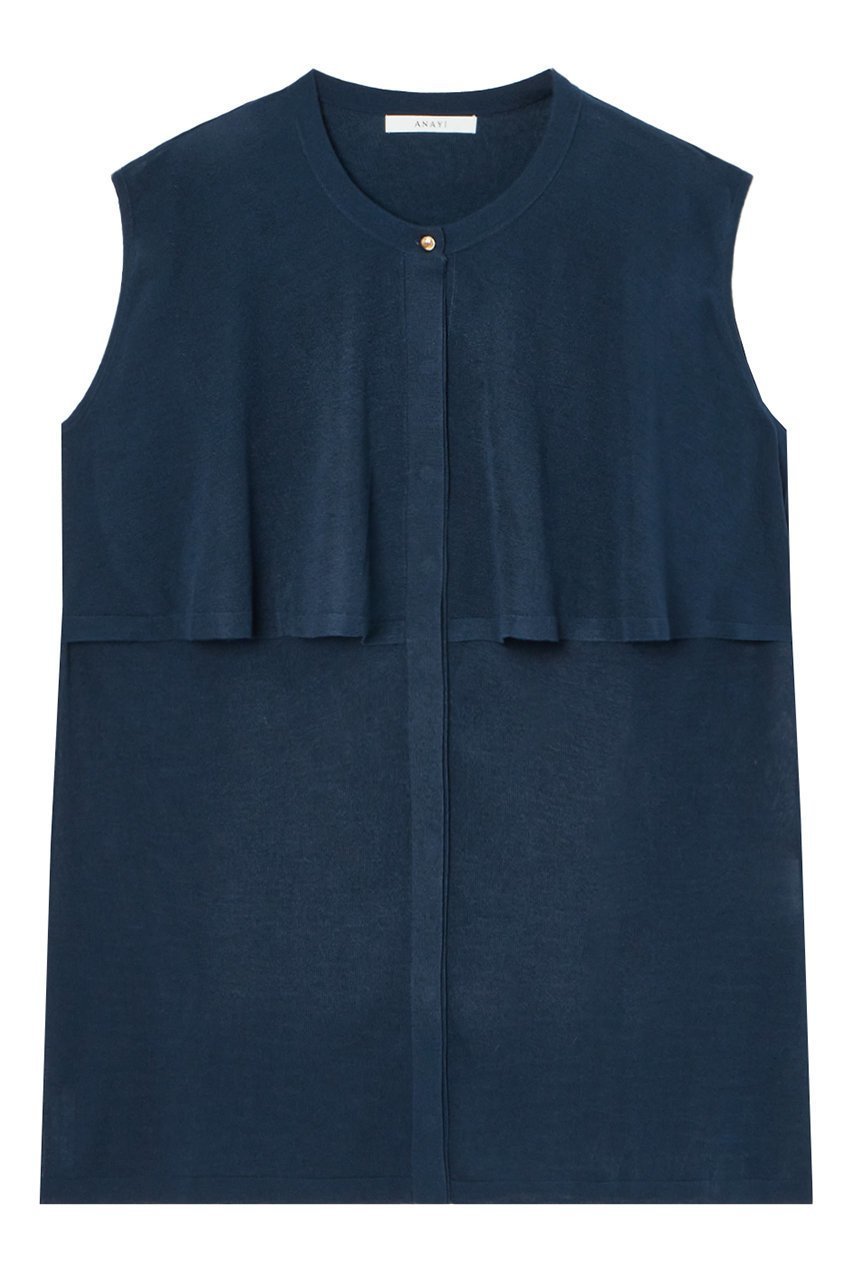 【アナイ/ANAYI】のフラップニット ブラウス インテリア・キッズ・メンズ・レディースファッション・服の通販 founy(ファニー) 　ファッション　Fashion　レディースファッション　Fashion for Women　トップス・カットソー　Cut & Sew Tops　ニット　Knit Tops & Sweaters　キャミソール&ノースリーブ　Camisoles & Sleeveless Tops　シャツ・ブラウス・オフィスカジュアル　Elegant Blouses & Button-Ups　ノースリーブ　Sleeveless, No-Sleeve　フラップ　Flap, Flap Pocket　フラワー　Flower, Floral　ミドル　Middle Length, Mid Height　再入荷　Restock / Back in Stock　ネイビー|ID: prp329100004593334 ipo3291000000035051784