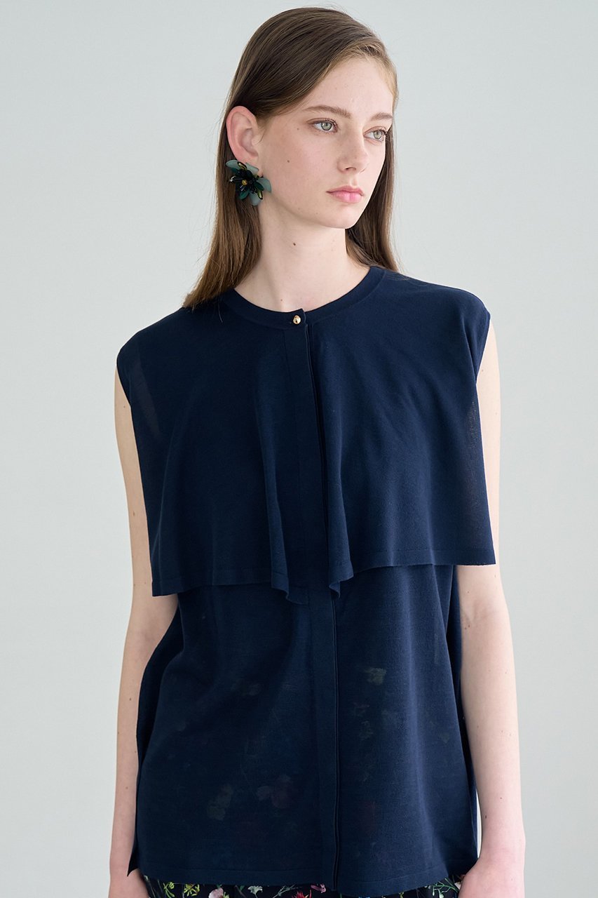 【アナイ/ANAYI】のフラップニット ブラウス 人気、トレンドファッション・服の通販 founy(ファニー) 　ファッション　Fashion　レディースファッション　Fashion for Women　トップス・カットソー　Cut & Sew Tops　ニット　Knit Tops & Sweaters　キャミソール&ノースリーブ　Camisoles & Sleeveless Tops　シャツ・ブラウス・オフィスカジュアル　Elegant Blouses & Button-Ups　ノースリーブ　Sleeveless, No-Sleeve　フラップ　Flap, Flap Pocket　フラワー　Flower, Floral　ミドル　Middle Length, Mid Height　再入荷　Restock / Back in Stock　other-7|ID: prp329100004593334 ipo3291000000035051800