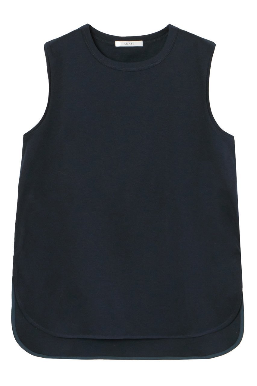 【アナイ/ANAYI】のコットンフライスノースリ プルオーバー インテリア・キッズ・メンズ・レディースファッション・服の通販 founy(ファニー) 　ファッション　Fashion　レディースファッション　Ladies' Fashion Online　トップス・カットソー　Tops/Tshirt　キャミソール / ノースリーブ　No Sleeves　シャツ/ブラウス　Shirts/Blouses　ロング / Tシャツ　T-Shirts　プルオーバー　Pullover　カットソー　Cut and Sewn　キャミソール　Camisole　コンパクト　Compact　ジャージー　Jersey　スリット　Slit　タンク　Tank　ドレープ　Drape　ノースリーブ　No Sleeve　バランス　Balance　フラワー　Flower　ラウンド　Round　再入荷　Restock/Back In Stock/Re Arrival　夏　Summer　ネイビー|ID: prp329100004593335 ipo3291000000032614366