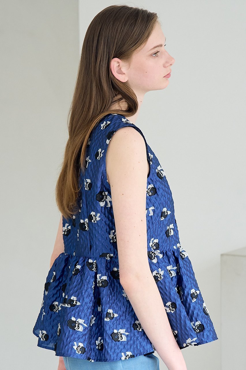 【アナイ/ANAYI】のフラワージャガードペプラム ブラウス 人気、トレンドファッション・服の通販 founy(ファニー) 　ファッション　Fashion　レディースファッション　Ladies' Fashion Online　トップス・カットソー　Tops/Tshirt　キャミソール / ノースリーブ　No Sleeves　シャツ/ブラウス　Shirts/Blouses　ノースリーブ　No Sleeve　フラワー　Flower　ペプラム　Peplum　再入荷　Restock/Back In Stock/Re Arrival　別注　Special Order　other-8|ID: prp329100004593339 ipo3291000000032614402