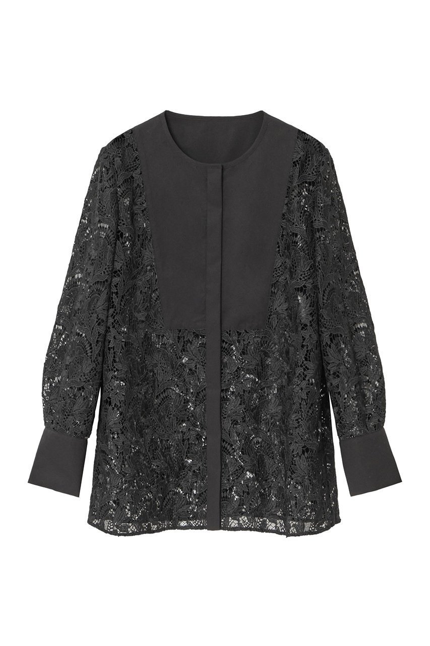 【アナイ/ANAYI】のフラワーケミカルレースクルーブラウス インテリア・キッズ・メンズ・レディースファッション・服の通販 founy(ファニー) 　ファッション　Fashion　レディースファッション　Ladies' Fashion Online　トップス・カットソー　Tops/Tshirt　シャツ/ブラウス　Shirts/Blouses　カフス　Cuffs　ケミカル　Chemical　スリーブ　Sleeve　フラワー　Flower　モチーフ　Motif　ヨーク　Yoke　リーフ　Leaf　レース　Race　ロング　Long　エレガント 上品　Elegant　再入荷　Restock/Back In Stock/Re Arrival　ブラック|ID: prp329100004593343 ipo3291000000032614420
