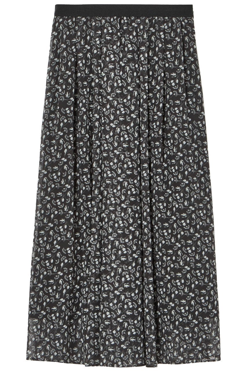 【アナイ/ANAYI】のリトルフラワープリントタックフレアスカート 人気、トレンドファッション・服の通販 founy(ファニー) 　ファッション　Fashion　レディースファッション　Fashion for Women　スカート　Skirts　Aライン・フレアスカート　A-Line & Flared Skirts　ロングスカート　Long Skirts / Maxi & Midi Skirts　イタリア　Italy　エレガント 上品　Elegant　シフォン　Chiffon, Lightweight Fabric　ジョーゼット　Georgette, Semi-Sheer Fabric　セットアップ　Set-Up, Coordinated Outfit　フェミニン　Feminine, Girly　フレア　Flare, Flared　プリント　Print, Printed Pattern　モノトーン　Monotone, Black and White　ロング　Long, Long-Length　再入荷　Restock / Back in Stock　 other-1|ID: prp329100004593345 ipo3291000000035053301