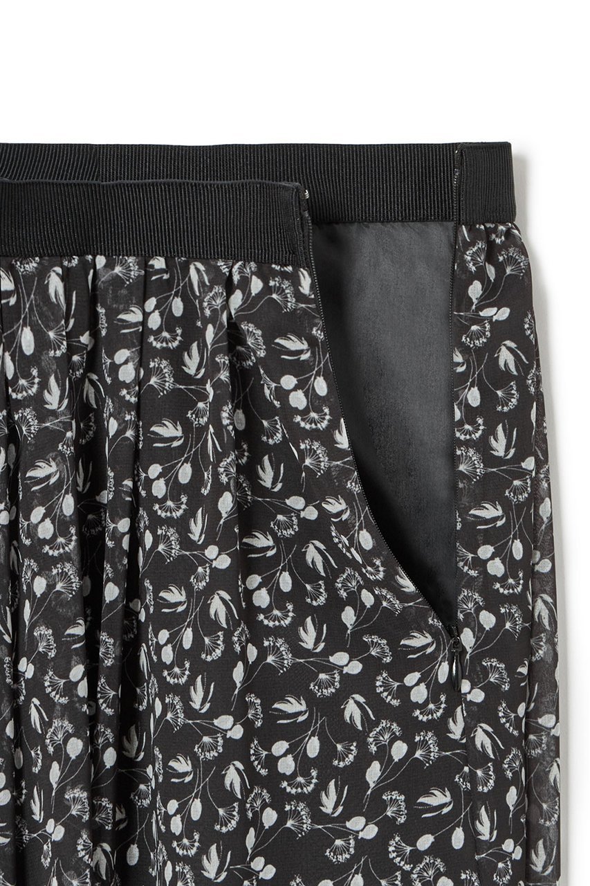 【アナイ/ANAYI】のリトルフラワープリントタックフレアスカート 人気、トレンドファッション・服の通販 founy(ファニー) 　ファッション　Fashion　レディースファッション　Fashion for Women　スカート　Skirts　Aライン・フレアスカート　A-Line & Flared Skirts　ロングスカート　Long Skirts / Maxi & Midi Skirts　イタリア　Italy　エレガント 上品　Elegant　シフォン　Chiffon, Lightweight Fabric　ジョーゼット　Georgette, Semi-Sheer Fabric　セットアップ　Set-Up, Coordinated Outfit　フェミニン　Feminine, Girly　フレア　Flare, Flared　プリント　Print, Printed Pattern　モノトーン　Monotone, Black and White　ロング　Long, Long-Length　再入荷　Restock / Back in Stock　other-3|ID: prp329100004593345 ipo3291000000035053304