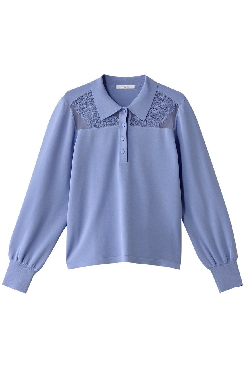 【アナイ/ANAYI】の衿付キシアーレースプルオーバー インテリア・キッズ・メンズ・レディースファッション・服の通販 founy(ファニー) ファッション Fashion レディースファッション Fashion for Women トップス・カットソー Cut & Sew Tops ニット Knit Tops & Sweaters カジュアルプルオーバー・ニットトップス Pullovers & Knit Tops / Casual Pullovers おすすめ Recommended / Our Picks シアー Sheer, See-Through デニム Denim, Jeans Material フェミニン Feminine, Girly フレア Flare, Flared ボトム Bottoms, Lower Wear レース Lace, Lace Fabric ワイド Wide, Wide Fit エレガント 上品 Elegant ブルー|ID: prp329100004593352 ipo3291000000036028422