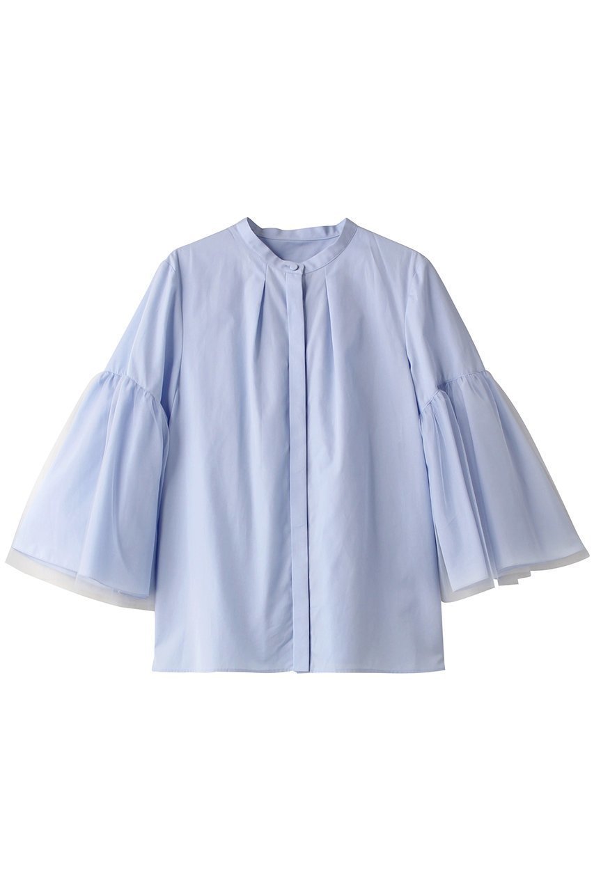 【アナイ/ANAYI】のブロードチュールスリーブブラウス インテリア・キッズ・メンズ・レディースファッション・服の通販 founy(ファニー) 　ファッション　Fashion　レディースファッション　Ladies' Fashion Online　トップス・カットソー　Tops/Tshirt　シャツ/ブラウス　Shirts/Blouses　ショート　Short　スリーブ　Sleeve　チュール　Tulle　パーティ　Party　フェミニン　Feminine　フレア　Flare　ブロード　Broad　再入荷　Restock/Back In Stock/Re Arrival　サックス|ID: prp329100004593367 ipo3291000000032614664