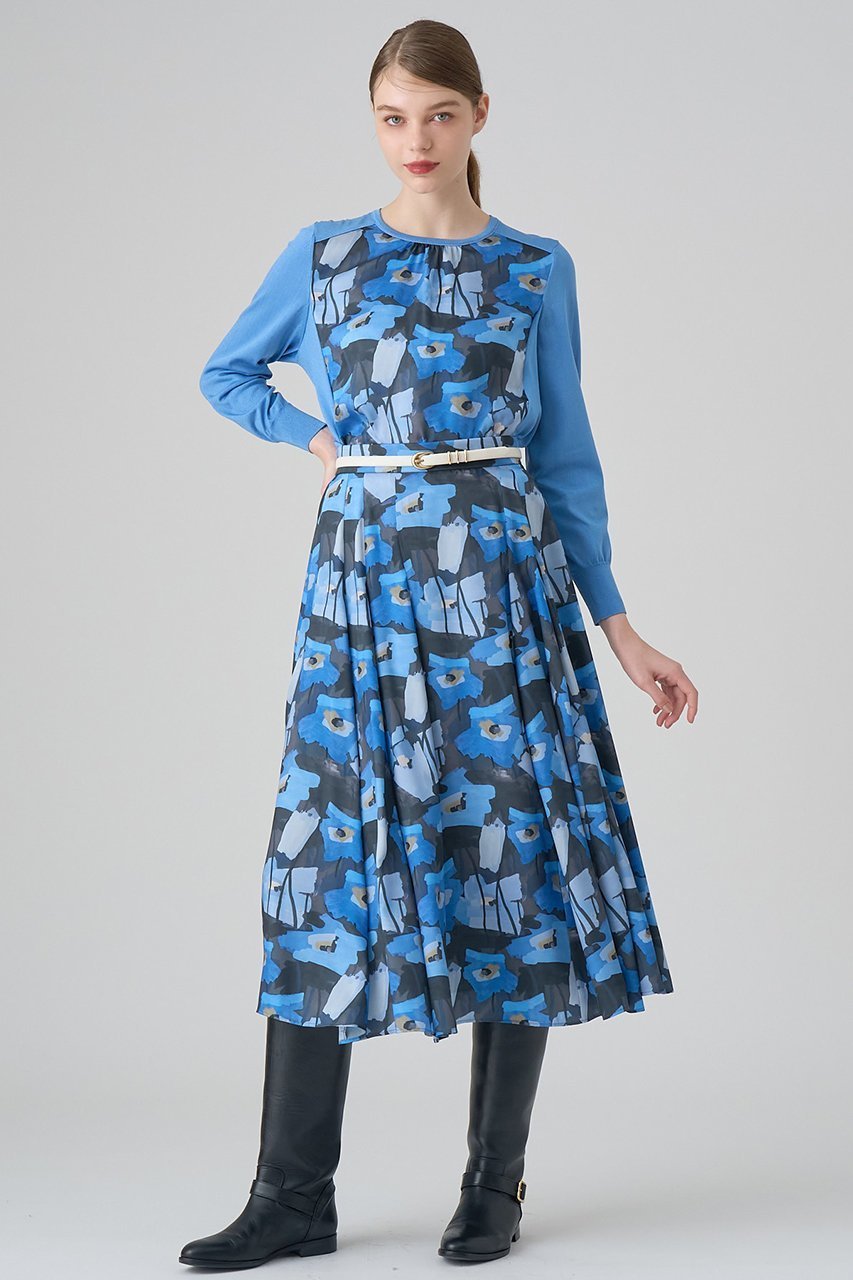 【アナイ/ANAYI】のペイントフラワープリントクルーネックプルオーバー 人気、トレンドファッション・服の通販 founy(ファニー) 　ファッション　Fashion　レディースファッション　Ladies' Fashion Online　トップス・カットソー　Tops/Tshirt　ニット　Knit Tops　プルオーバー　Pullover　花柄・フラワープリント・モチーフ　Flower Patterns　おすすめ　Recommend　なめらか　Smooth　イタリア　Italy　ギャザー　Gather　シルク　Silk　セットアップ　Set Up　ツイル　Twill　ドッキング　Docking　フラワー　Flower　プリント　Print　ミックス　Mix　再入荷　Restock/Back In Stock/Re Arrival　other-4|ID: prp329100004593376 ipo3291000000032614728