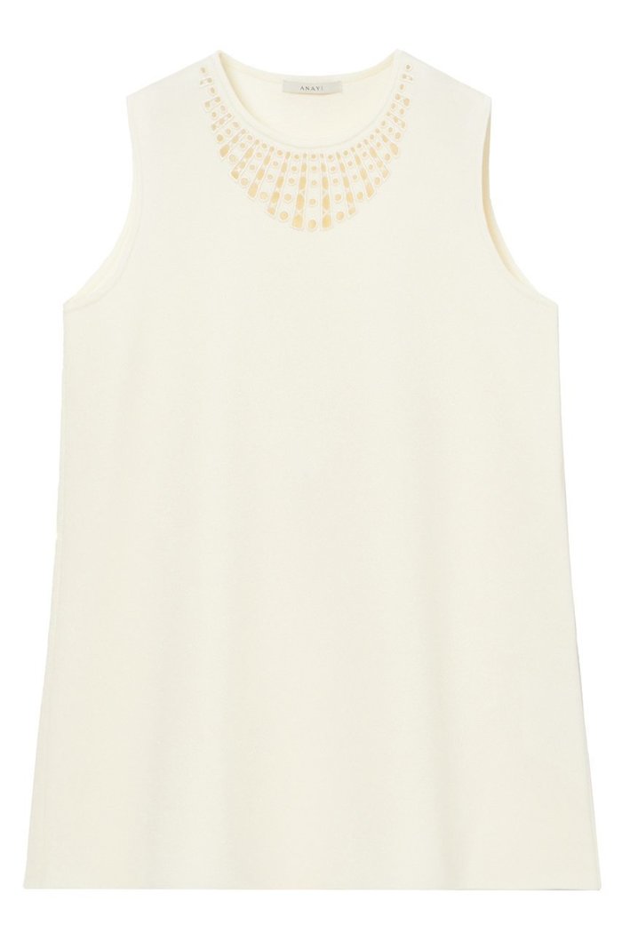 【アナイ/ANAYI】のドットカットワークチュニックプルオーバー インテリア・キッズ・メンズ・レディースファッション・服の通販 founy(ファニー) https://founy.com/ ファッション Fashion レディースファッション Fashion for Women トップス・カットソー Cut & Sew Tops ニット Knit Tops & Sweaters カジュアルプルオーバー・ニットトップス Pullovers & Knit Tops / Casual Pullovers おすすめ Recommended / Our Picks なめらか Smooth, Silky Texture シルク Silk, 100% Silk ストレッチ Stretch, Stretchy Fabric チュニック Tunic, Long Top ドット Polka Dot, Dot Pattern ノースリーブ Sleeveless, No-Sleeve モチーフ Motif, Design Theme ワーク Workwear, Utility Style |ID: prp329100004593377 ipo3291000000035053243