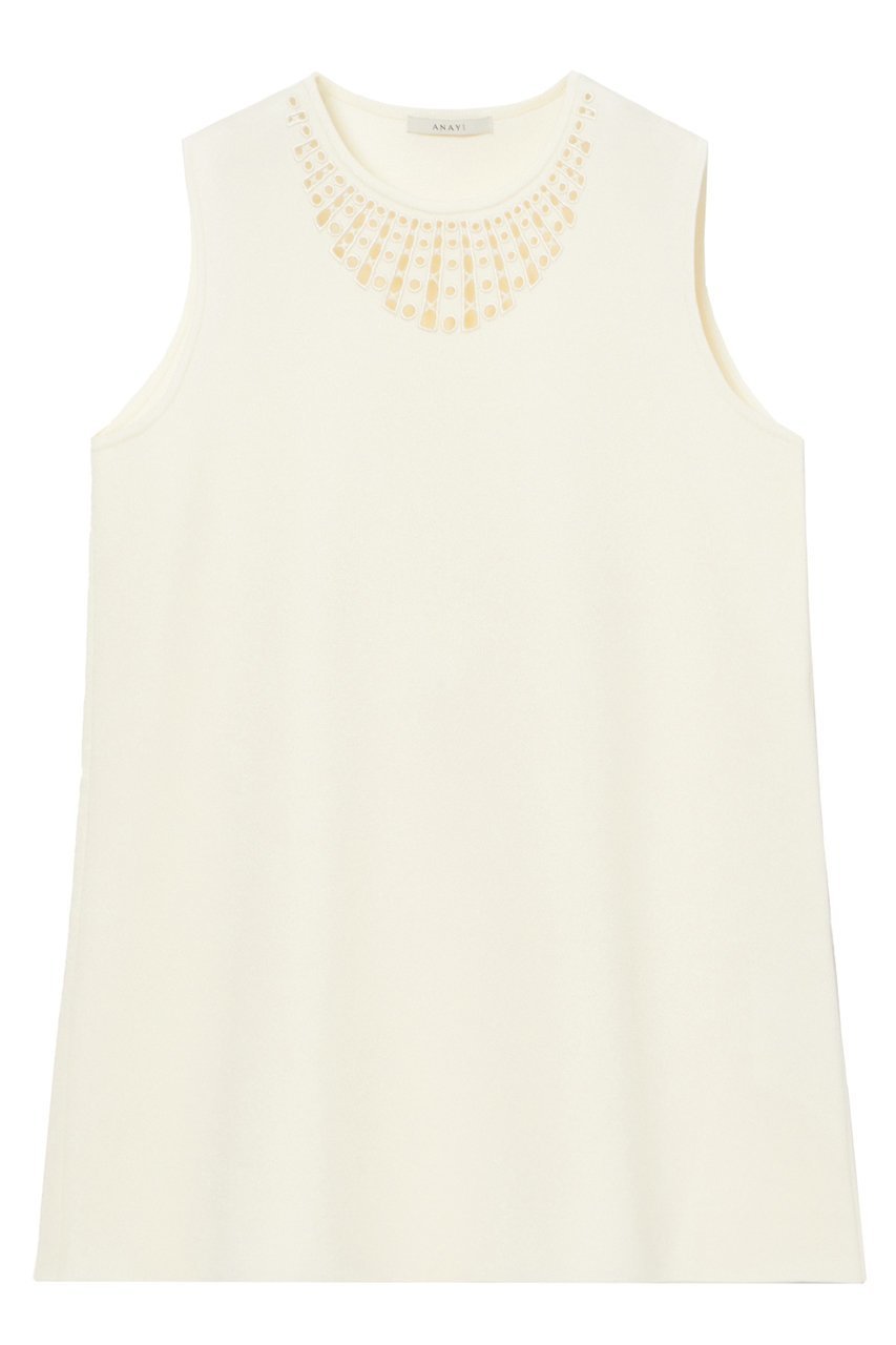 【アナイ/ANAYI】のドットカットワークチュニックプルオーバー インテリア・キッズ・メンズ・レディースファッション・服の通販 founy(ファニー) 　ファッション　Fashion　レディースファッション　Fashion for Women　トップス・カットソー　Cut & Sew Tops　ニット　Knit Tops & Sweaters　カジュアルプルオーバー・ニットトップス　Pullovers & Knit Tops / Casual Pullovers　おすすめ　Recommended / Our Picks　なめらか　Smooth, Silky Texture　シルク　Silk, 100% Silk　ストレッチ　Stretch, Stretchy Fabric　チュニック　Tunic, Long Top　ドット　Polka Dot, Dot Pattern　ノースリーブ　Sleeveless, No-Sleeve　モチーフ　Motif, Design Theme　ワーク　Workwear, Utility Style　再入荷　Restock / Back in Stock　アイボリー|ID: prp329100004593377 ipo3291000000035053244