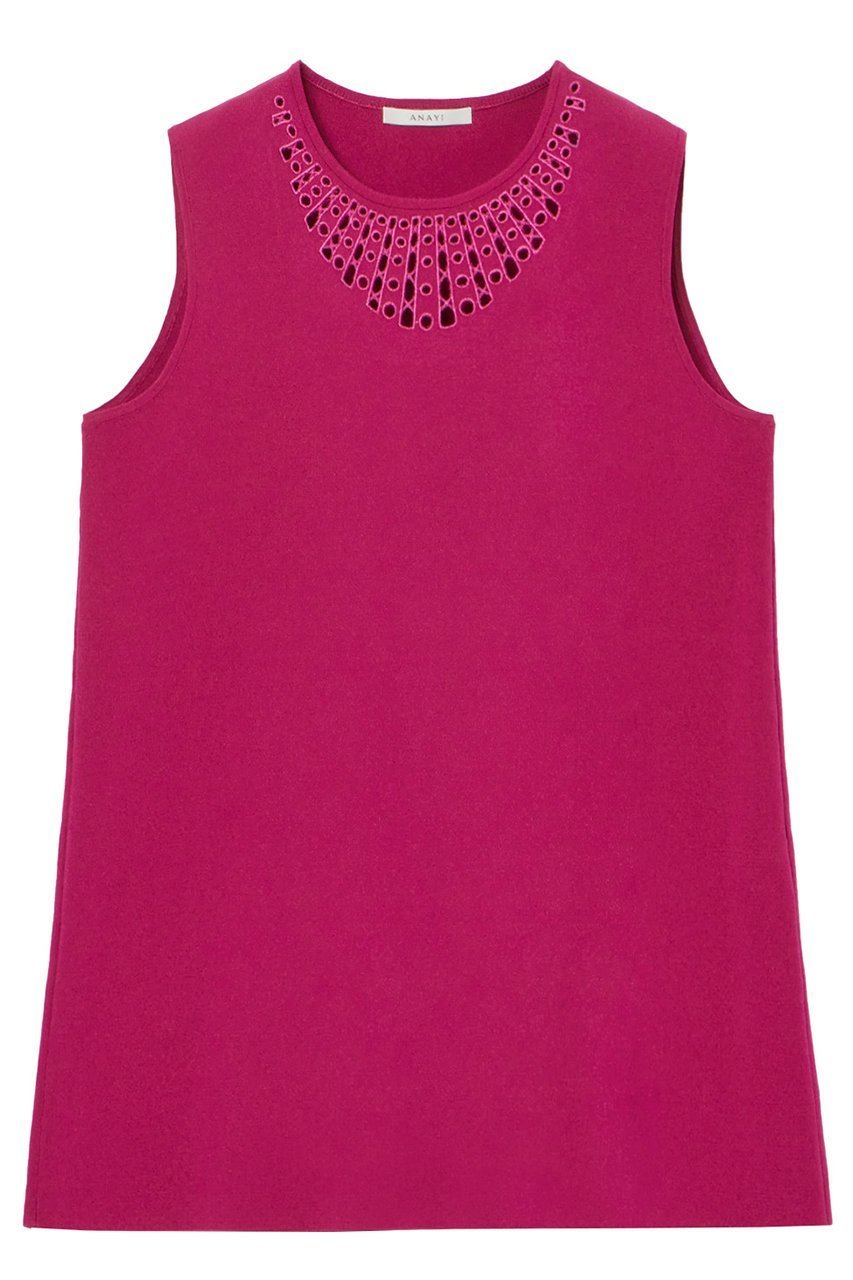 【アナイ/ANAYI】のドットカットワークチュニックプルオーバー インテリア・キッズ・メンズ・レディースファッション・服の通販 founy(ファニー) 　ファッション　Fashion　レディースファッション　Fashion for Women　トップス・カットソー　Cut & Sew Tops　ニット　Knit Tops & Sweaters　カジュアルプルオーバー・ニットトップス　Pullovers & Knit Tops / Casual Pullovers　おすすめ　Recommended / Our Picks　なめらか　Smooth, Silky Texture　シルク　Silk, 100% Silk　ストレッチ　Stretch, Stretchy Fabric　チュニック　Tunic, Long Top　ドット　Polka Dot, Dot Pattern　ノースリーブ　Sleeveless, No-Sleeve　モチーフ　Motif, Design Theme　ワーク　Workwear, Utility Style　再入荷　Restock / Back in Stock　ピンク|ID: prp329100004593377 ipo3291000000035053245