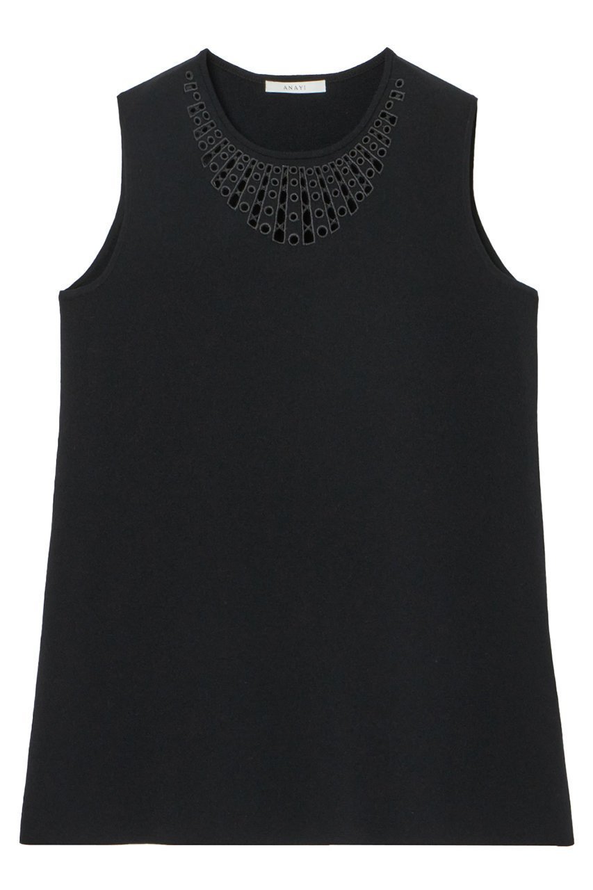 【アナイ/ANAYI】のドットカットワークチュニックプルオーバー インテリア・キッズ・メンズ・レディースファッション・服の通販 founy(ファニー) 　ファッション　Fashion　レディースファッション　Fashion for Women　トップス・カットソー　Cut & Sew Tops　ニット　Knit Tops & Sweaters　カジュアルプルオーバー・ニットトップス　Pullovers & Knit Tops / Casual Pullovers　おすすめ　Recommended / Our Picks　なめらか　Smooth, Silky Texture　シルク　Silk, 100% Silk　ストレッチ　Stretch, Stretchy Fabric　チュニック　Tunic, Long Top　ドット　Polka Dot, Dot Pattern　ノースリーブ　Sleeveless, No-Sleeve　モチーフ　Motif, Design Theme　ワーク　Workwear, Utility Style　再入荷　Restock / Back in Stock　ブラック|ID: prp329100004593377 ipo3291000000035053246