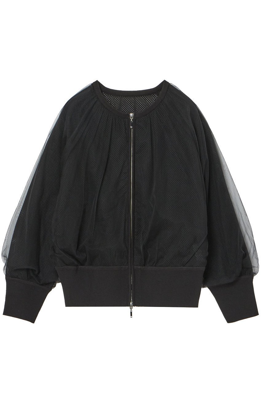 【アナイ/ANAYI】のメッシュレイヤージップブルゾン インテリア・キッズ・メンズ・レディースファッション・服の通販 founy(ファニー) 　ファッション　Fashion　レディースファッション　Ladies' Fashion Online　アウター　Coat Outerwear　ジャケット　Jackets　ブルゾン　Blouson/Jackets　ギャザー　Gather　ジャケット　Jacket　ストレッチ　Stretch　スリーブ　Sleeve　チュール　Tulle　フェミニン　Feminine　ブルゾン　Blouson　メッシュ　Mesh　再入荷　Restock/Back In Stock/Re Arrival　ブラック|ID: prp329100004593378 ipo3291000000032614739