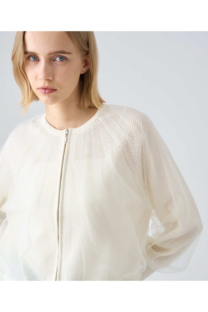 【アナイ/ANAYI】のメッシュレイヤージップブルゾン 人気、トレンドファッション・服の通販 founy(ファニー) 　ファッション　Fashion　レディースファッション　Fashion for Women　アウター　Coat / Outerwear Collection　レディースジャケット・軽アウター　Jackets　ブルゾンジャケット・スポーティアウター　Blouson Jackets　ギャザー　Gathered, Ruffled　ジャケット　Jacket, Outerwear　ストレッチ　Stretch, Stretchy Fabric　スリーブ　Sleeve, Long Sleeve / Short Sleeve　チュール　Tulip, Tulip Motif　フェミニン　Feminine, Girly　ブルゾン　Blouson, Bomber Jacket　メッシュ　Mesh, Net Fabric　other-8|ID: prp329100004593378 ipo3291000000035989616