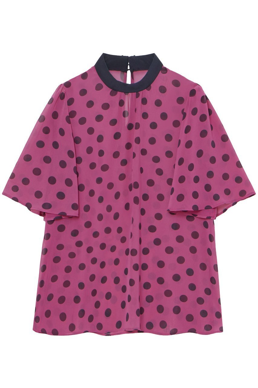 【アナイ/ANAYI】のポルカドットボウタイブラウス 人気、トレンドファッション・服の通販 founy(ファニー) 　ファッション　Fashion　レディースファッション　Ladies' Fashion Online　トップス・カットソー　Tops/Tshirt　シャツ/ブラウス　Shirts/Blouses　おすすめ　Recommend　オータム　Autumn　シフォン　Chiffon　ショート　Short　ジョーゼット　Georgette　スタンド　Stand　スリーブ　Sleeve　ドット　Dot　フレアースリーブ　Flared Sleeves　プリーツ　Pleats　ランダム　Random　リボン　Ribbon　再入荷　Restock/Back In Stock/Re Arrival　無地　Plain Color　other-3|ID: prp329100004593380 ipo3291000000032614753