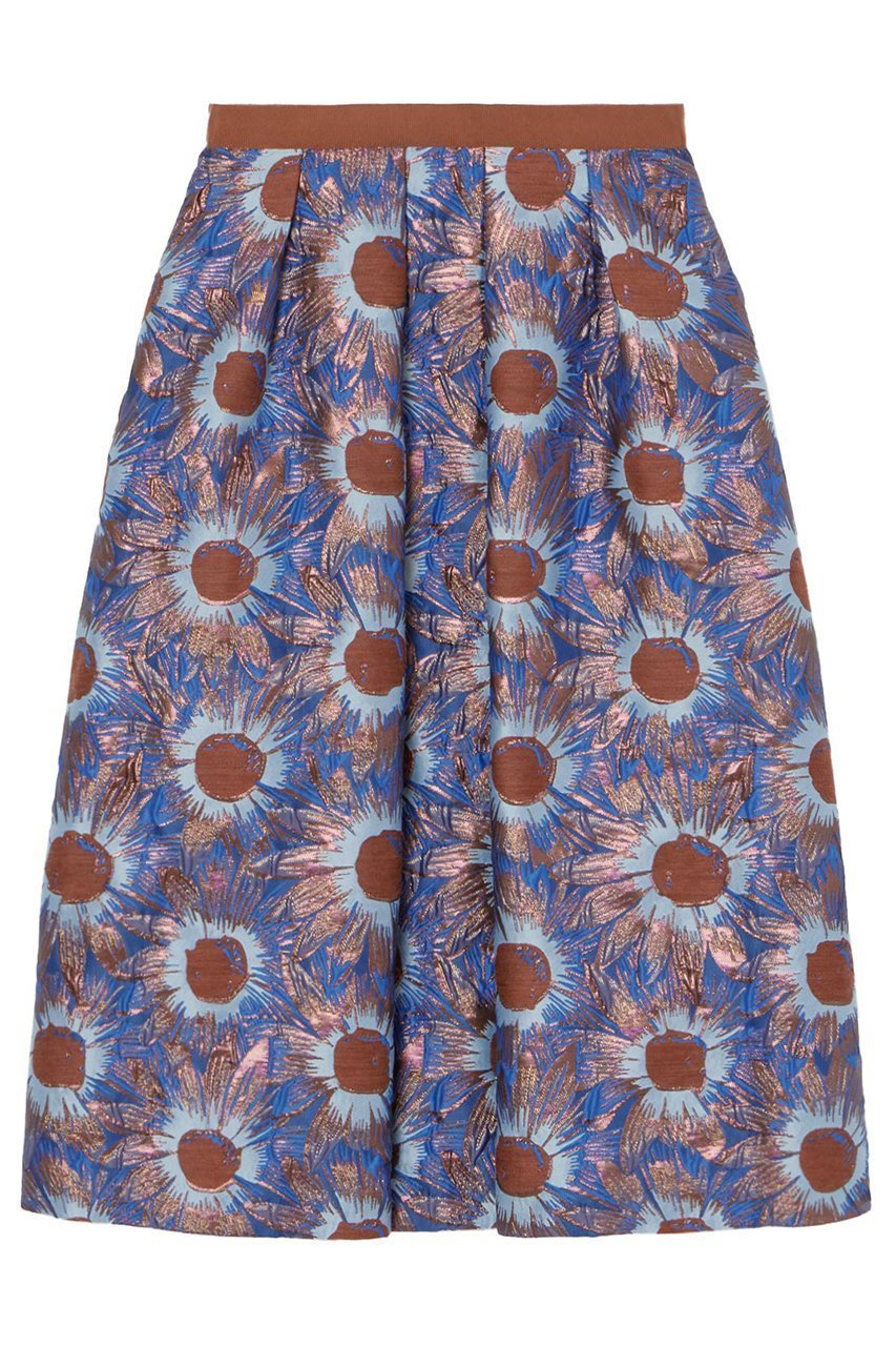 【アナイ/ANAYI】のフラワージャガードタック スカート インテリア・キッズ・メンズ・レディースファッション・服の通販 founy(ファニー) 　ファッション　Fashion　レディースファッション　Fashion for Women　スカート　Skirts　ジャカード／ジャガード　Jacquard, Woven Pattern　フラワー　Flower, Floral　フランス　France, French　フロント　Front, Front Design　再入荷　Restock / Back in Stock　ブルー|ID: prp329100004593383 ipo3291000000035053262