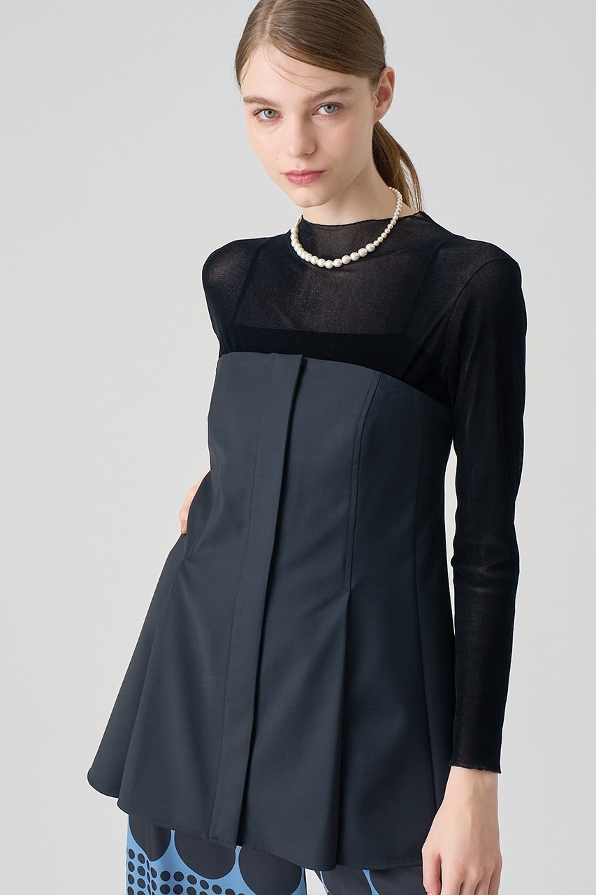 【アナイ/ANAYI】のウールトロピカルビスチェ 人気、トレンドファッション・服の通販 founy(ファニー) 　ファッション　Fashion　レディースファッション　Fashion for Women　トップス・カットソー　Cut & Sew Tops　キャミソール&ノースリーブ　Camisoles & Sleeveless Tops　シャツ・ブラウス・オフィスカジュアル　Elegant Blouses & Button-Ups　ビスチェ　Bustiers & Corset Tops / Layered Bustier Style　おすすめ　Recommended / Our Picks　オータム　Autumn Fashion　シャーリング　Shirring, Ruched　ジャケット　Jacket, Outerwear　セットアップ　Set-Up, Coordinated Outfit　ノースリーブ　Sleeveless, No-Sleeve　フロント　Front, Front Design　マニッシュ　Mannish, Boyish　ワイド　Wide, Wide Fit　エレガント 上品　Elegant　再入荷　Restock / Back in Stock　other-4|ID: prp329100004593385 ipo3291000000035052381